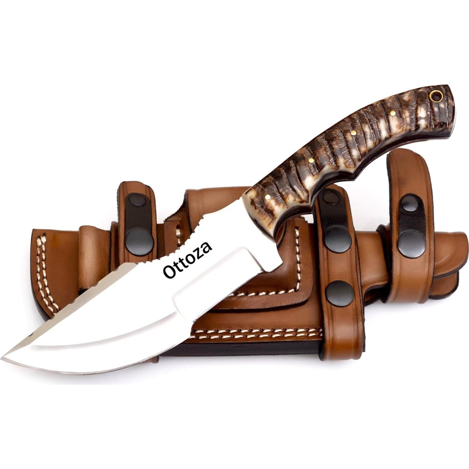 Cuchillo Tracker Ottoza D2 25.4 cm con funda de cuero