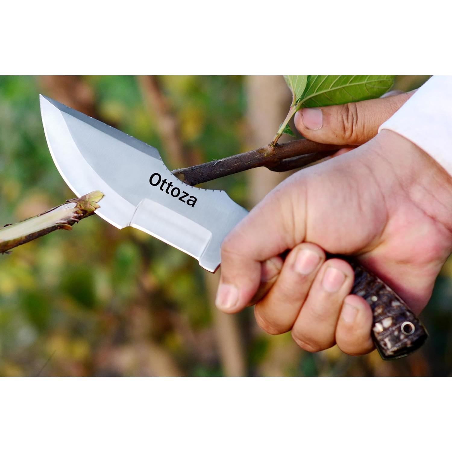 Cuchillo Tracker Ottoza D2 25.4 cm con funda de cuero