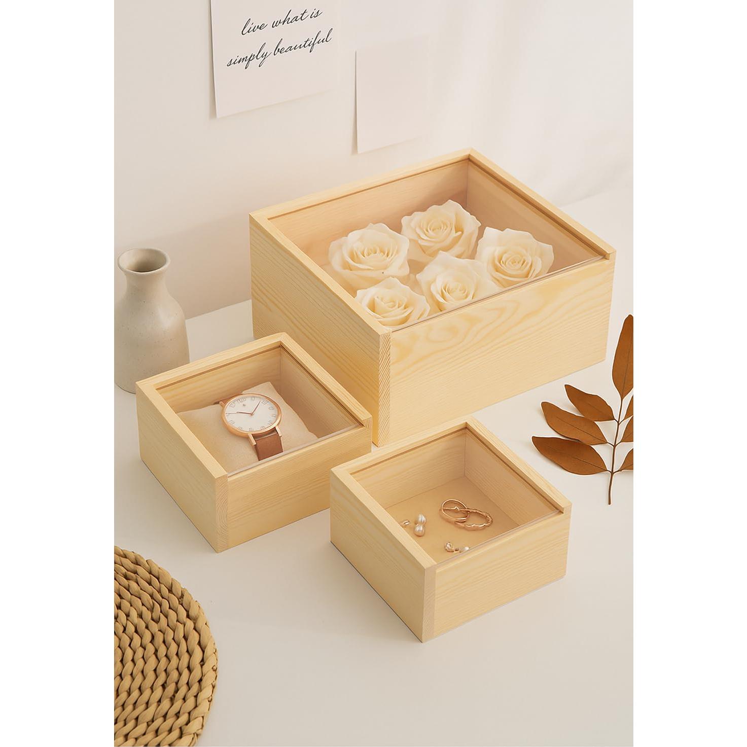 Caja de Exhibición Acrílica Yuvori Pequeña con Base de Madera