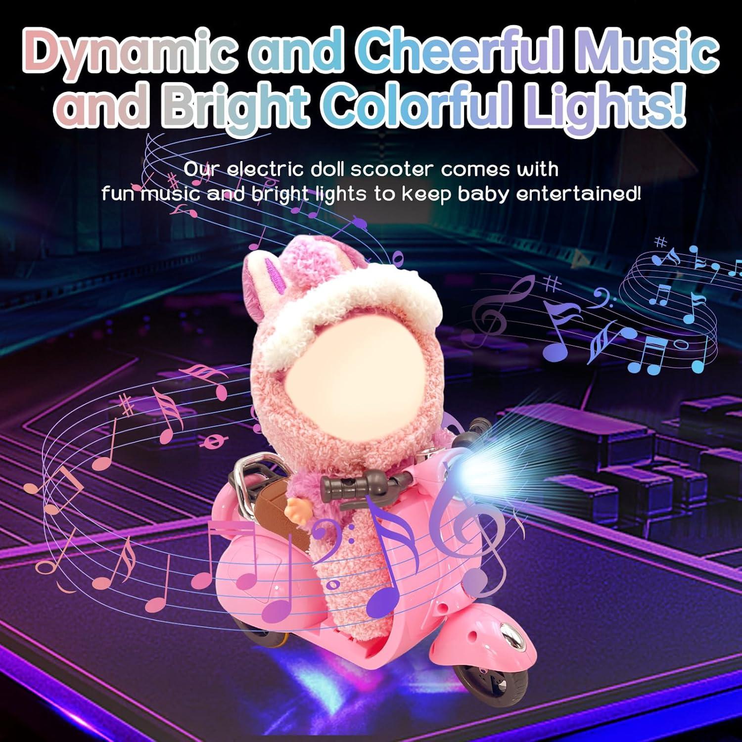 Scooter eléctrico para muñecas LUFZFEU con luces y música