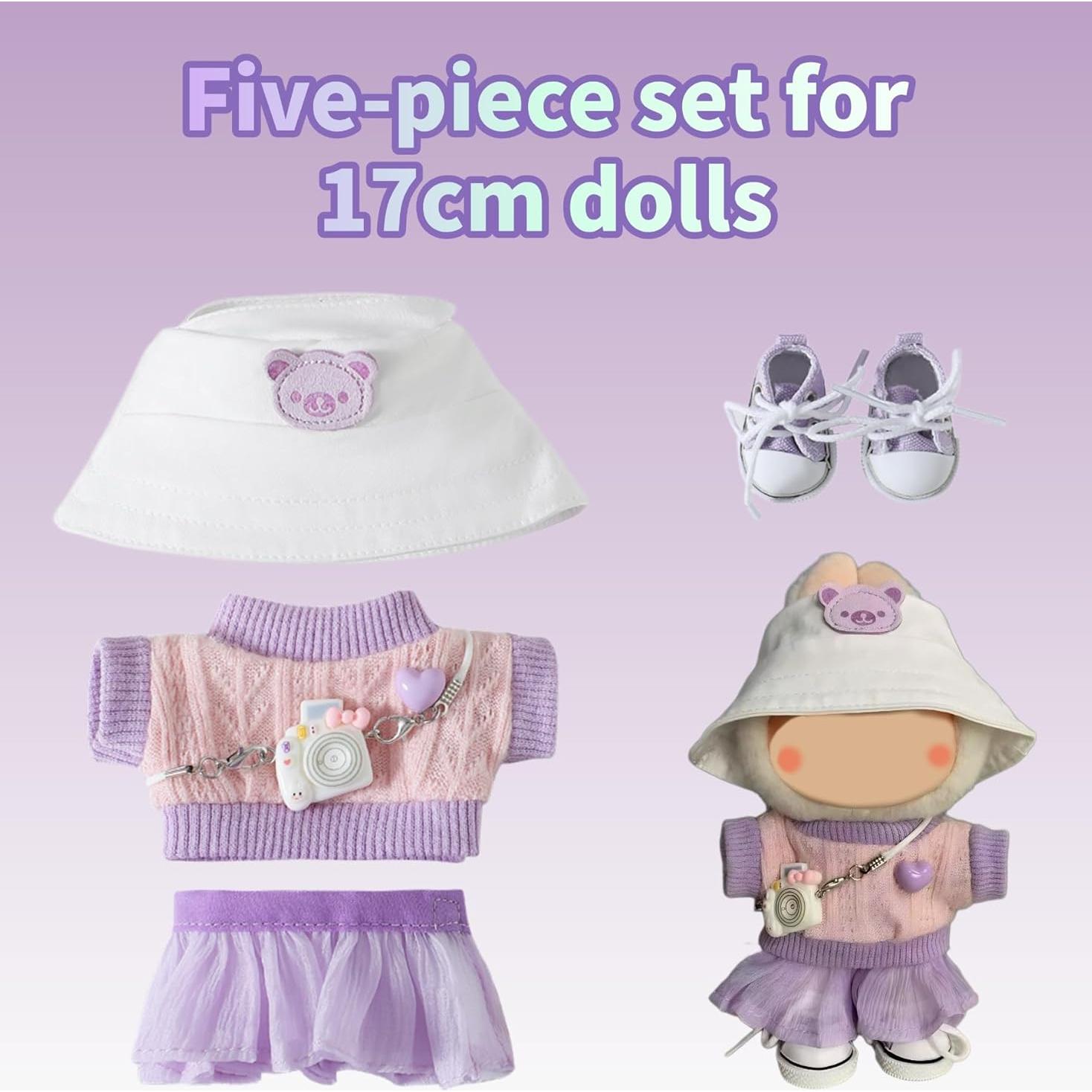 Conjunto de Ropa para Muñeca 17cm Coruja 5 Piezas Estilo Lavanda