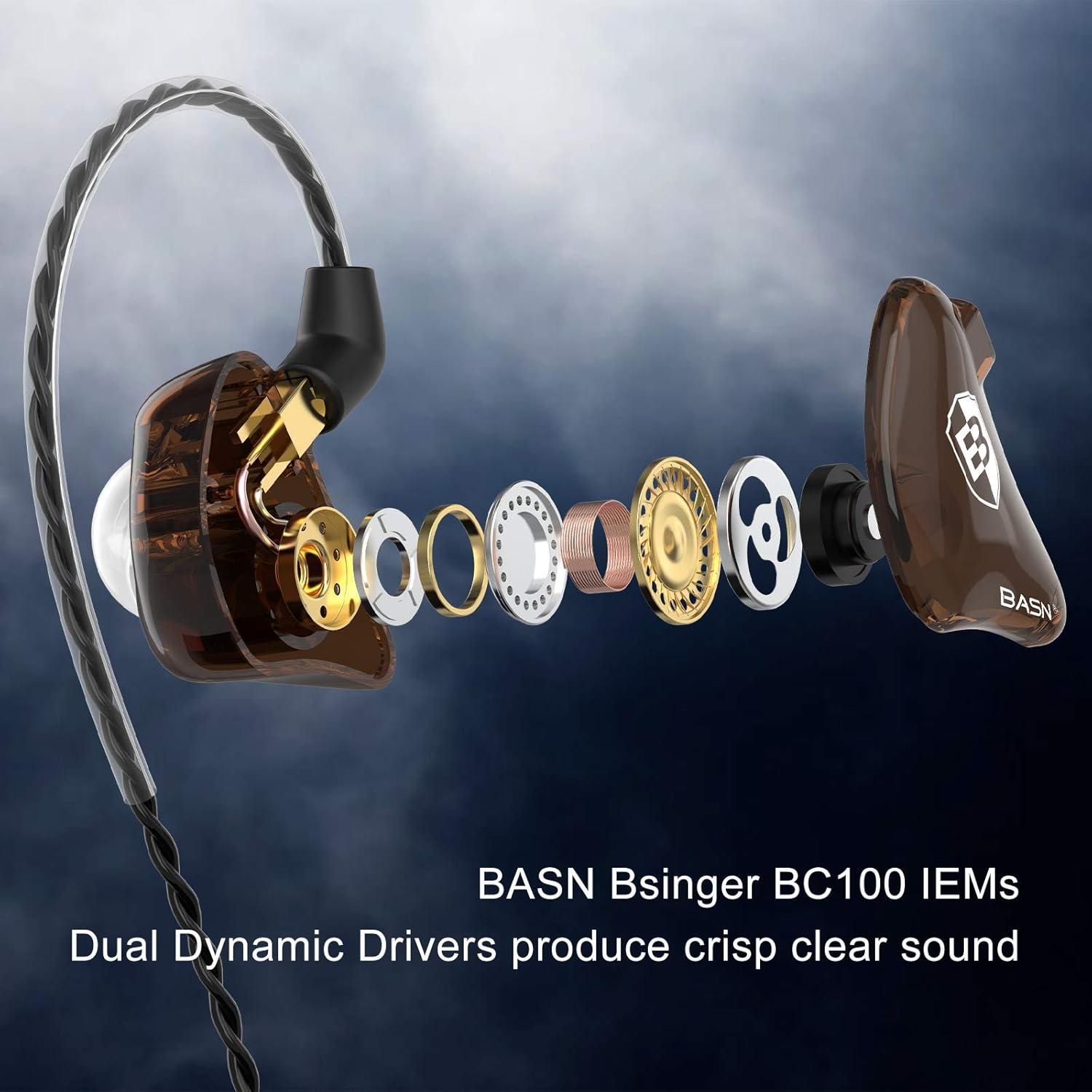 Auriculares In-Ear BASN BC100 Marrón, Duales Dinámicos, Aislamiento