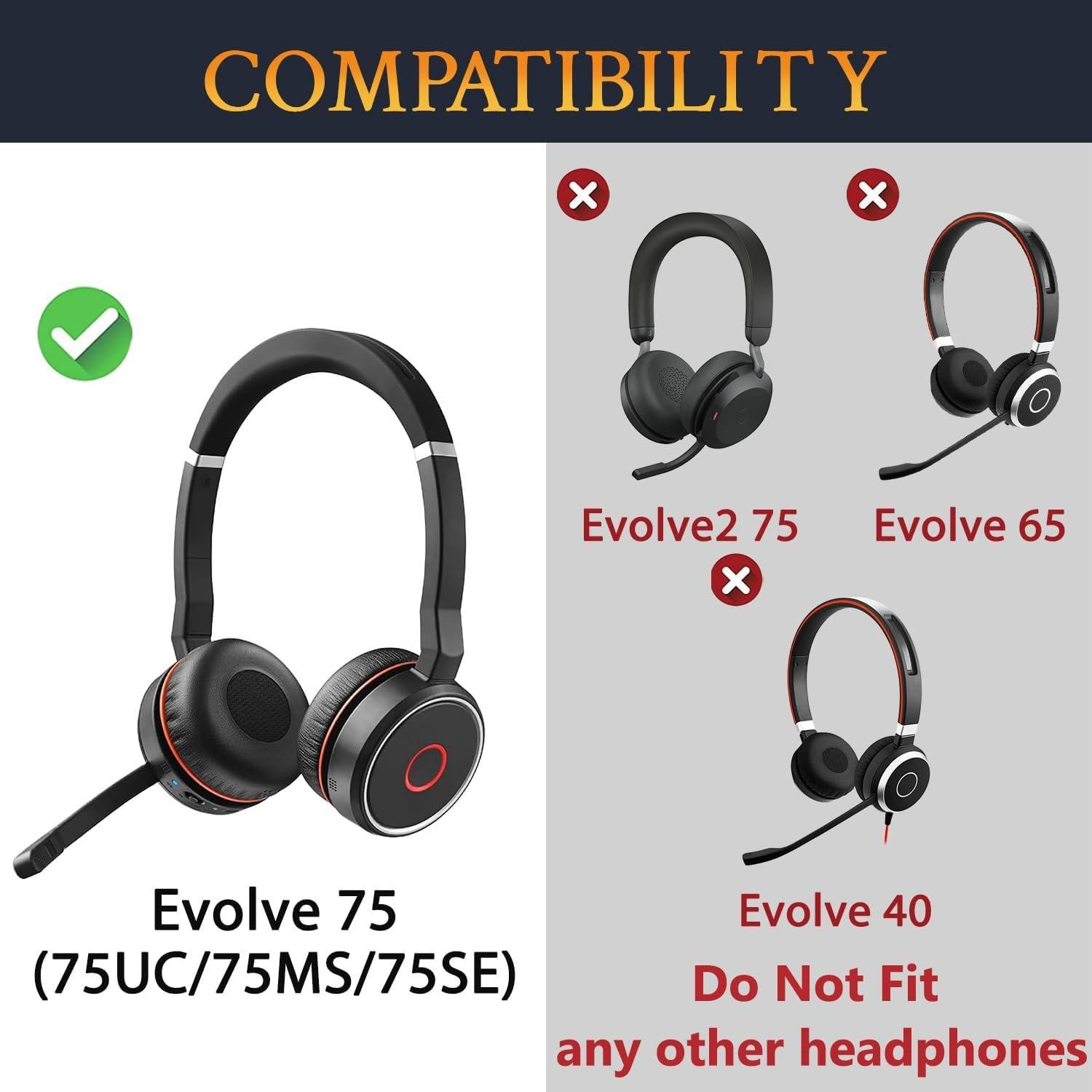 Almohadillas de Gel Refrigerante SOULWIT para Auriculares Jabra Evolve 75 - Negro