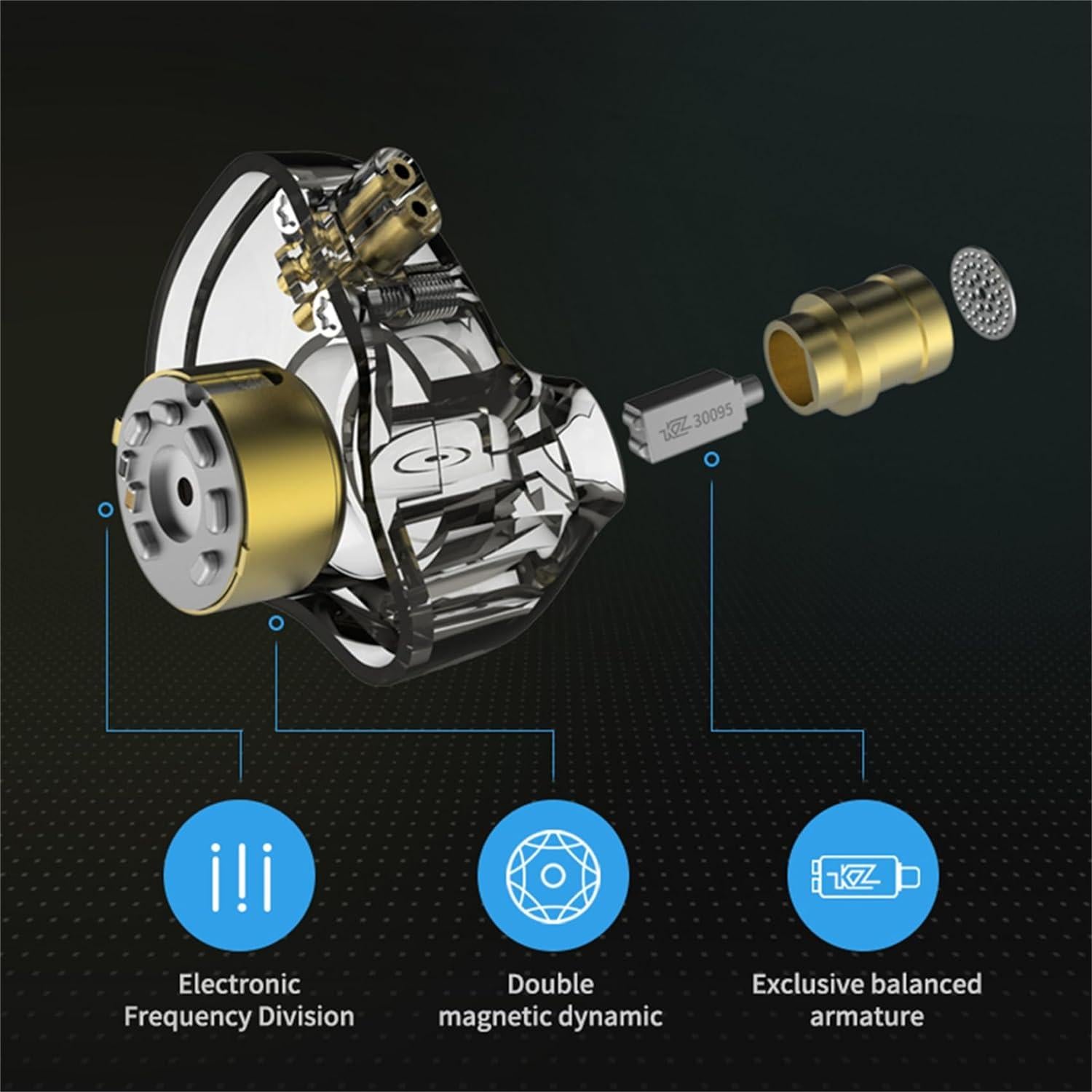 Auriculares KZ ZSN PRO HiFi con cable 1DD 1BA Azul