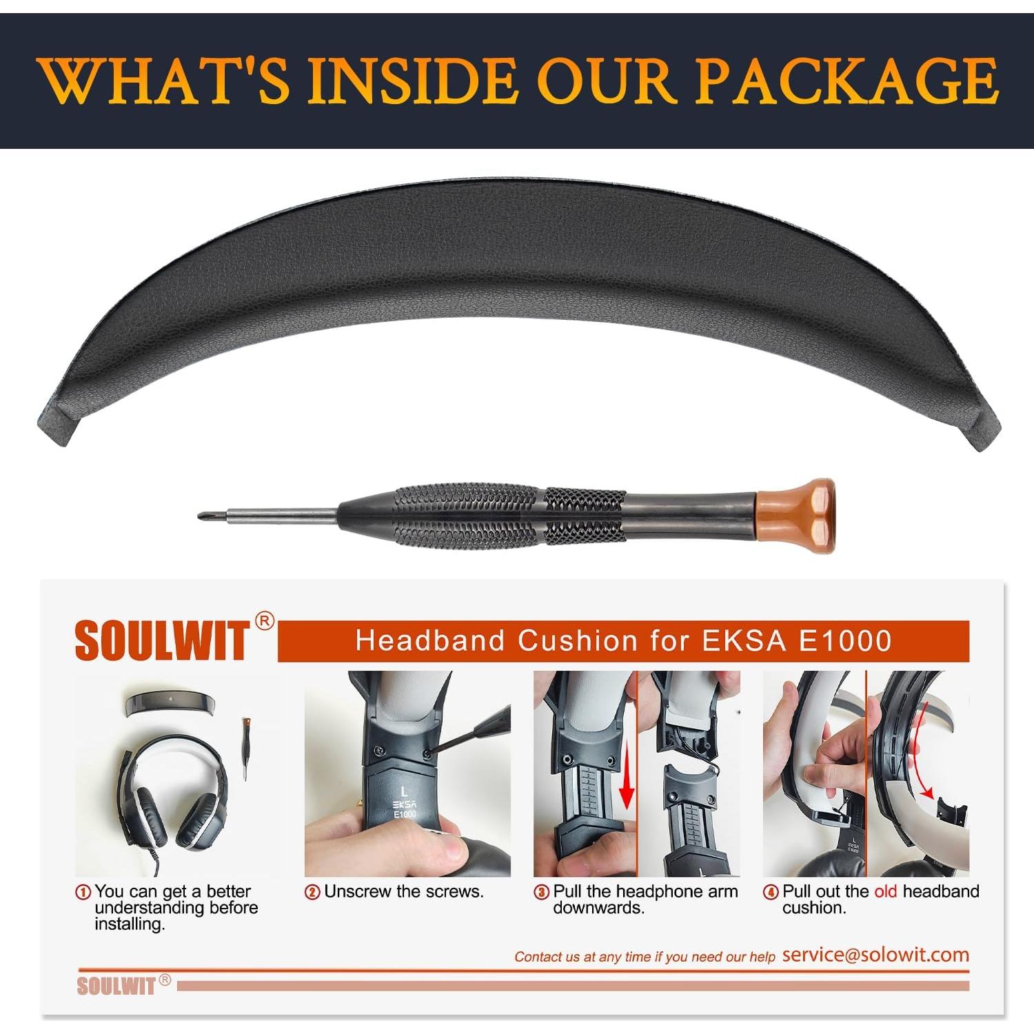 Cubierta de diadema SOULWIT para auriculares E1000/E1000V2 - Negro