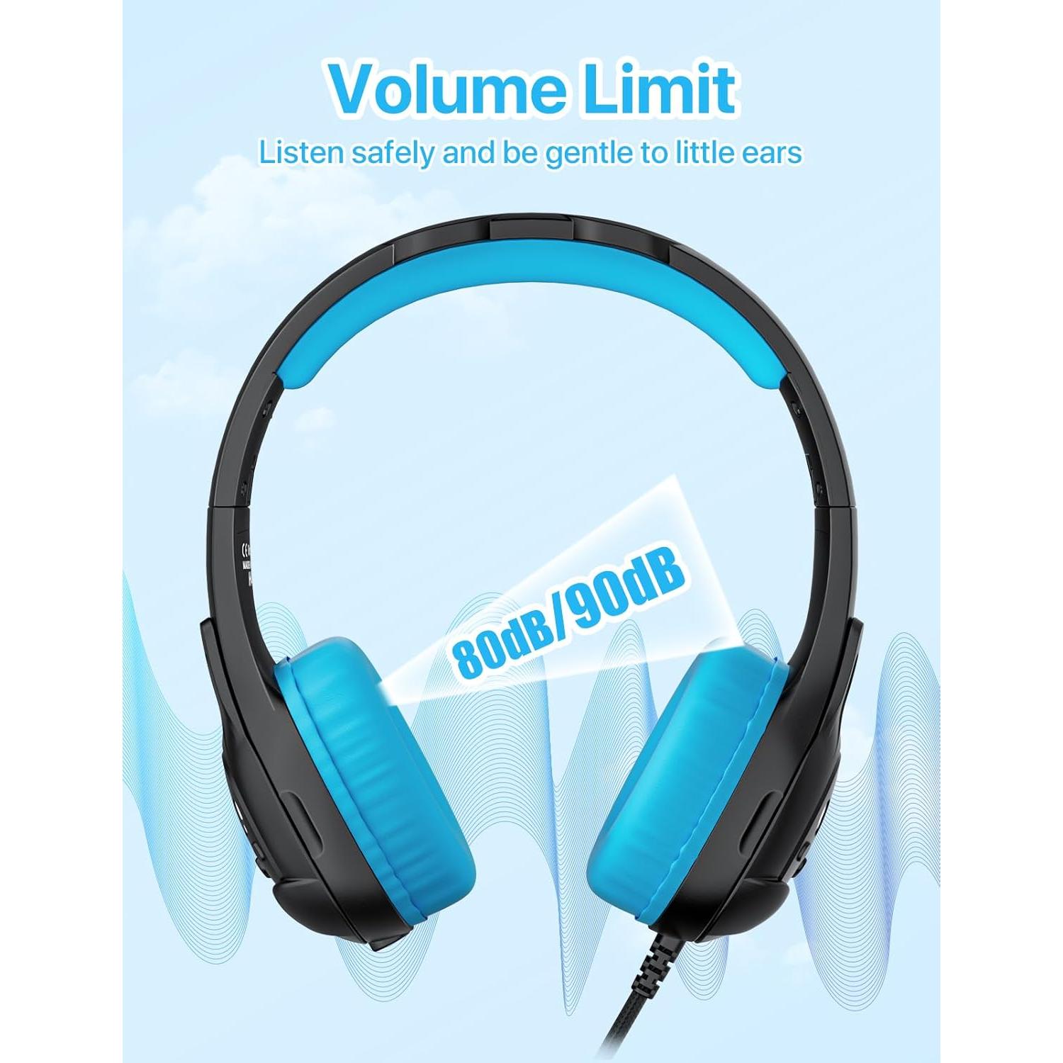 Auriculares ZIUMIER H41 para Niños con Micrófono y Limitador 80dB