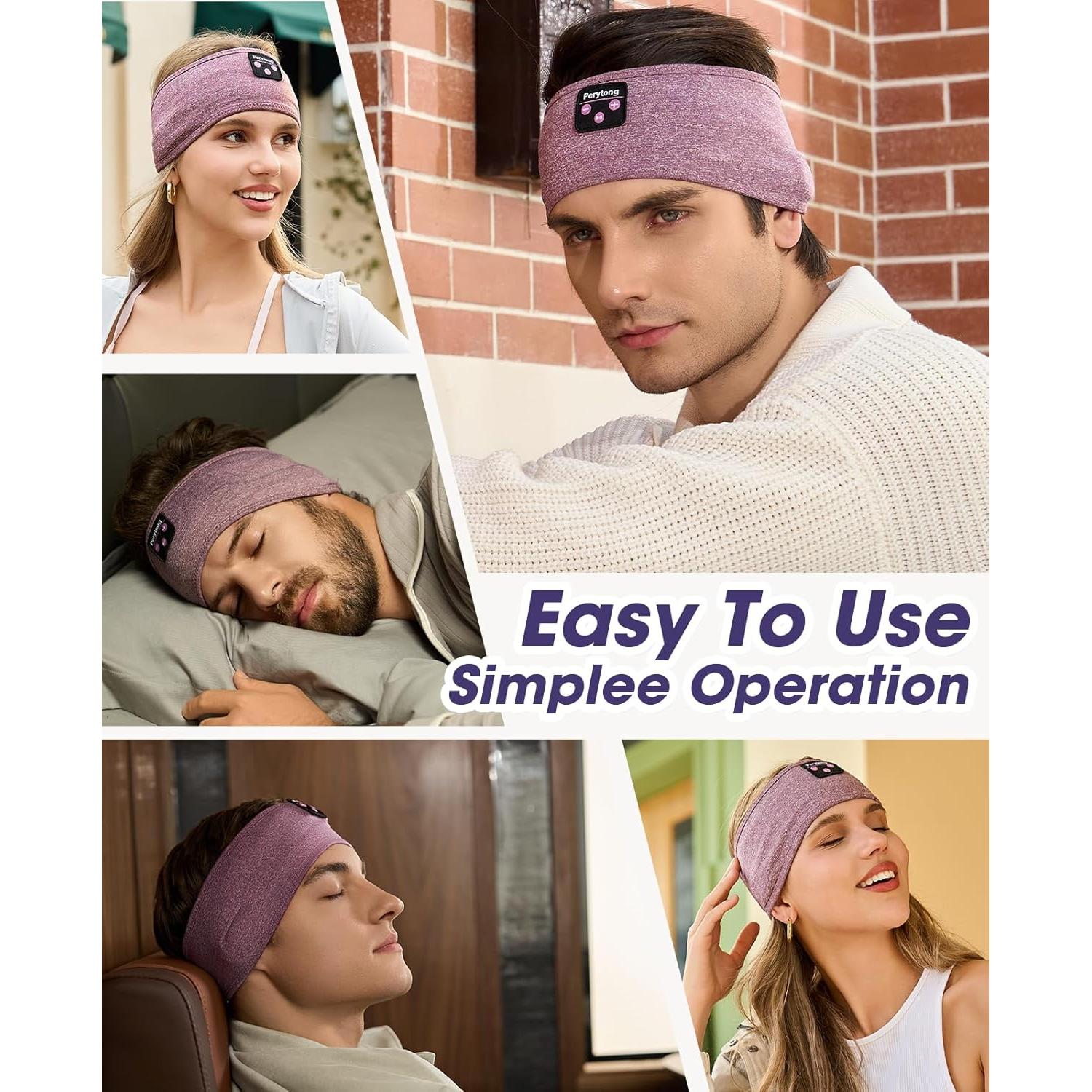 Perytong Sleeping Headphones Bluetooth 5.4 Headband, Wireless Music Sleeping Mask Headphones Earbuds Earphones Sweatproof for Women Mom Sports Workout Running Jogging Yoga Cool Gadgets Unique Gifts