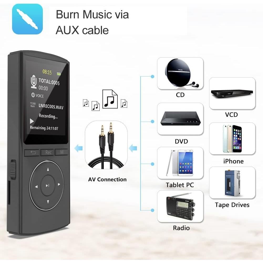 Reproductor MP3 MusRun Q8 64GB Bluetooth HiFi Deporte Negro