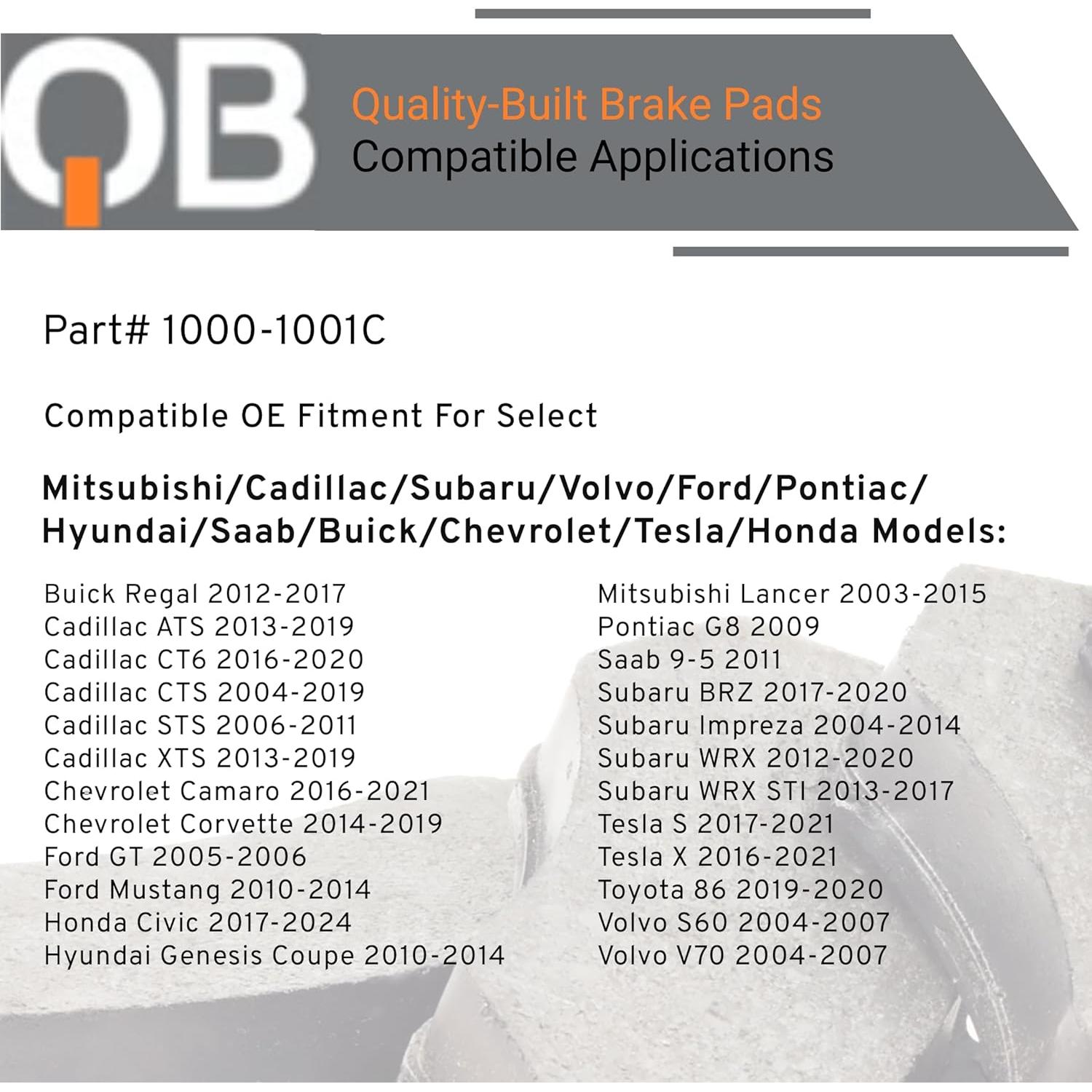 Pastillas de Freno Cerámicas Delanteras Quality-Built QB 1000-1001C