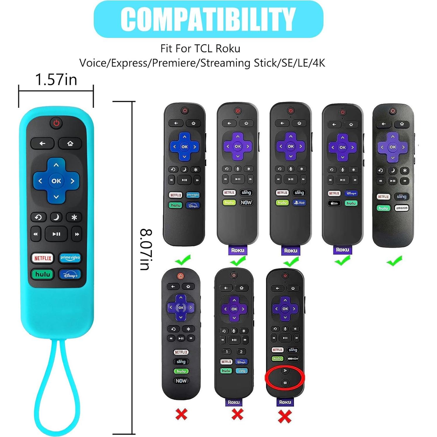 Funda de Silicona para Control Remoto TCL Roku - Azul y Rosa