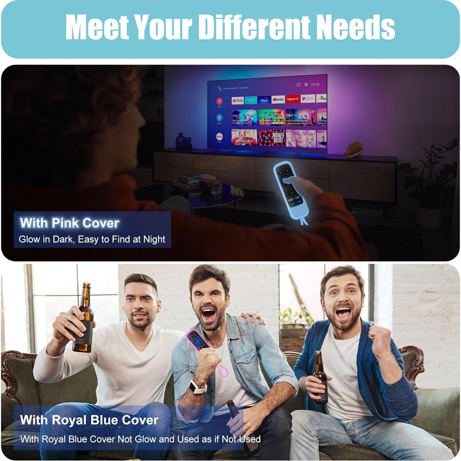 Funda de Silicona para Control Remoto TCL Roku - Azul y Rosa