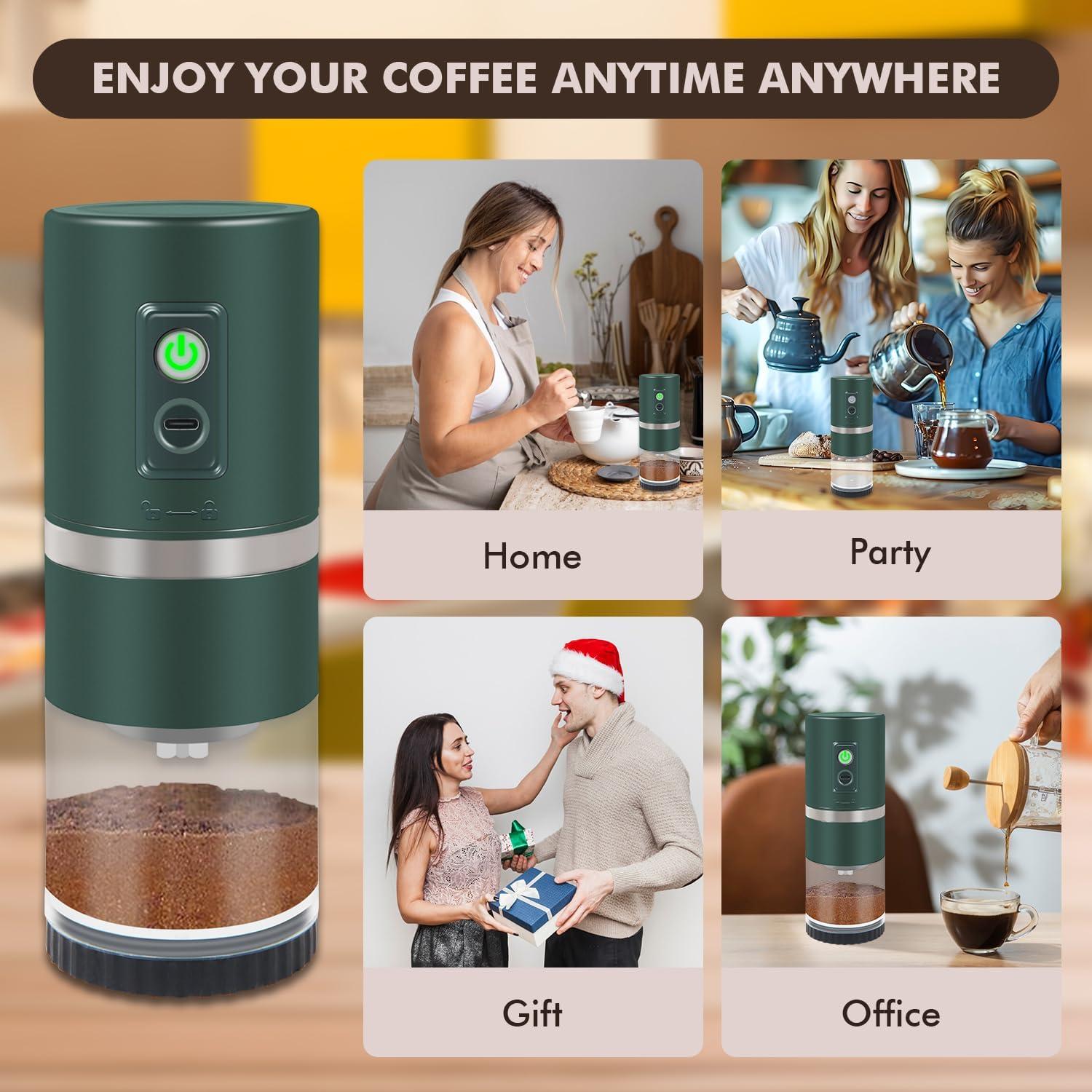 Molino de Café Eléctrico TDFCBFSAIL Portátil Verde 45 Niveles