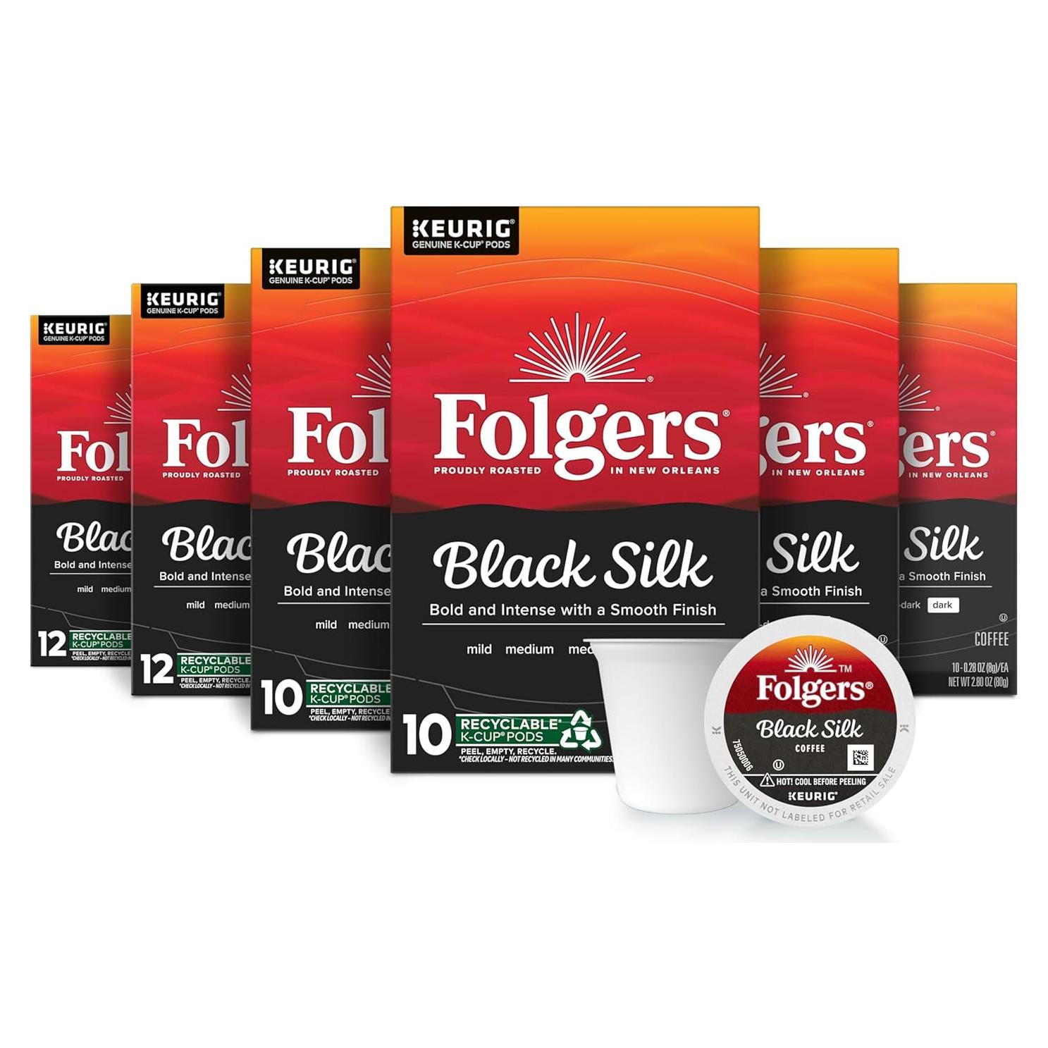 Café Folgers Black Silk Tostado Oscuro K-Cup 60 Cápsulas