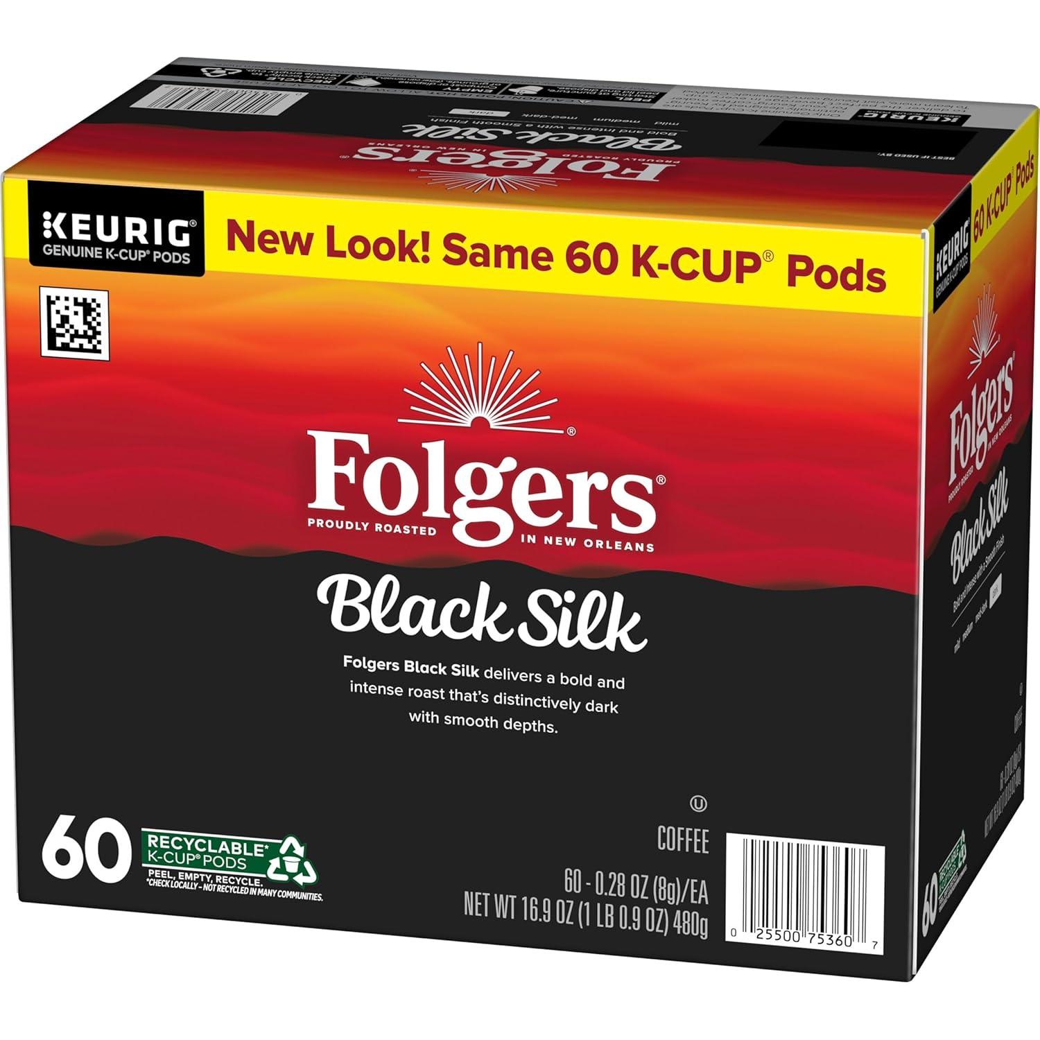 Café Folgers Black Silk Tostado Oscuro K-Cup 60 Cápsulas