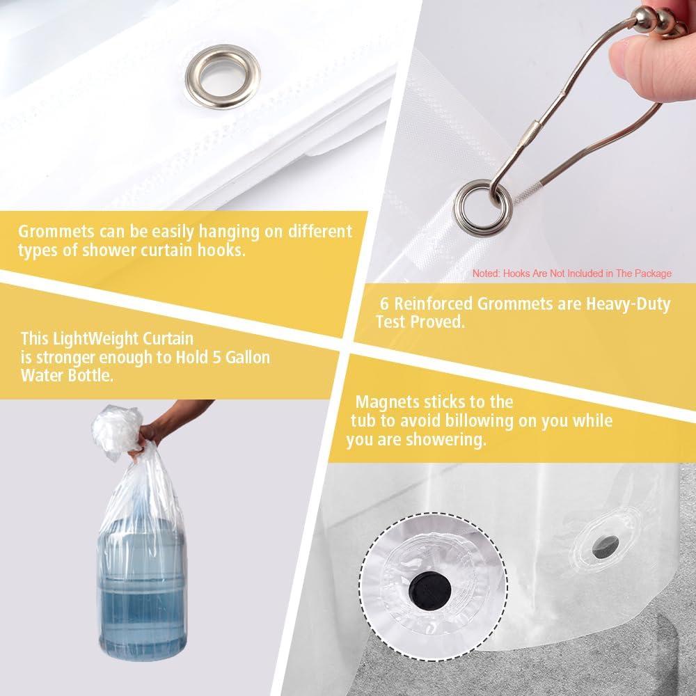 Cortina de Ducha ZEMAHOME 91.44x182.88 cm Transparente PEVA