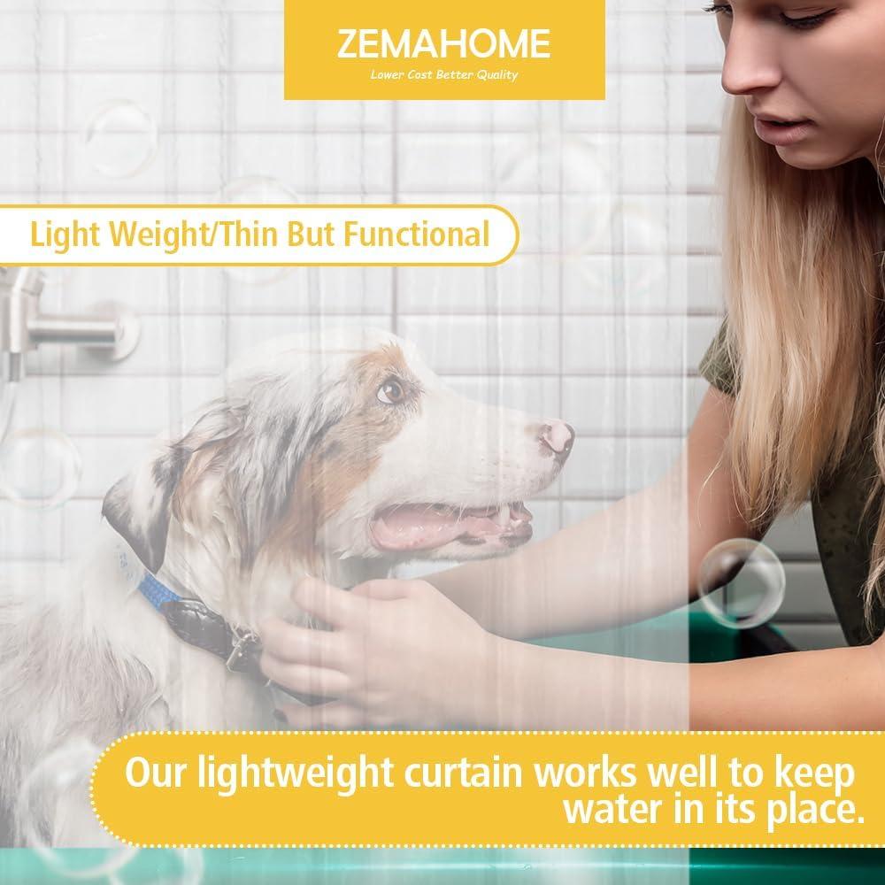Cortina de Ducha ZEMAHOME 91.44x182.88 cm Transparente PEVA