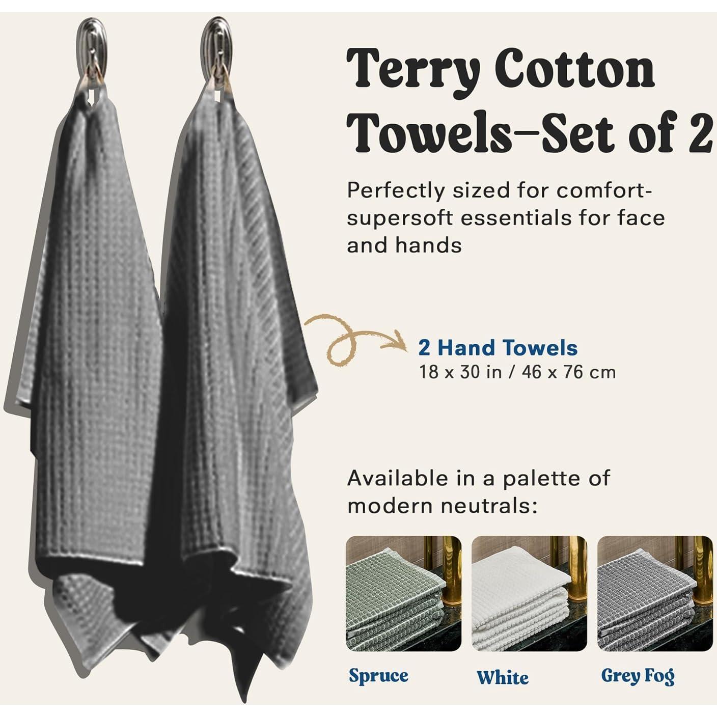 Conjunto de 2 Toallas de Mano ONSEN Terry Algodón 50x76 cm Gris