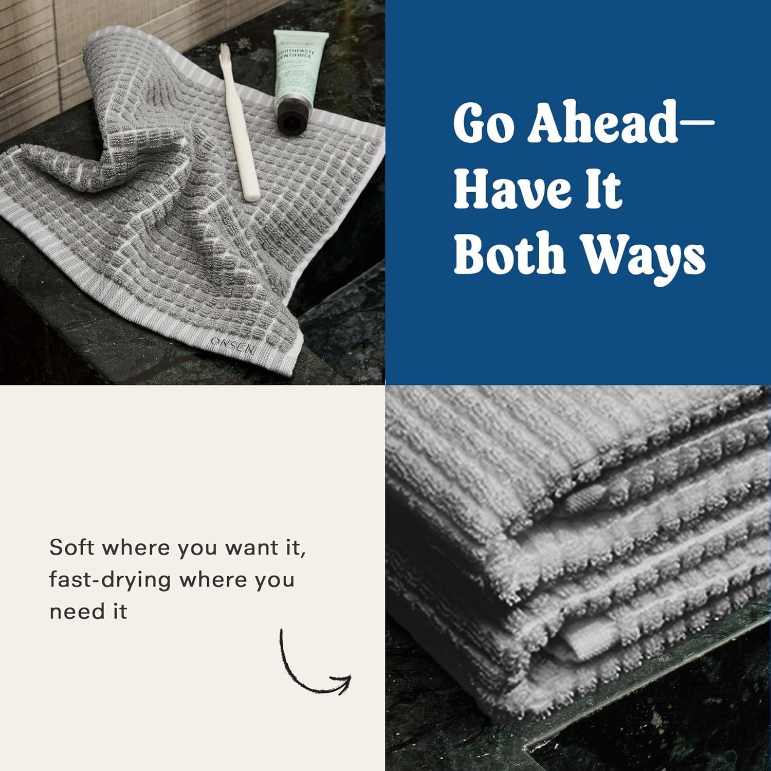 Conjunto de 2 Toallas de Mano ONSEN Terry Algodón 50x76 cm Gris