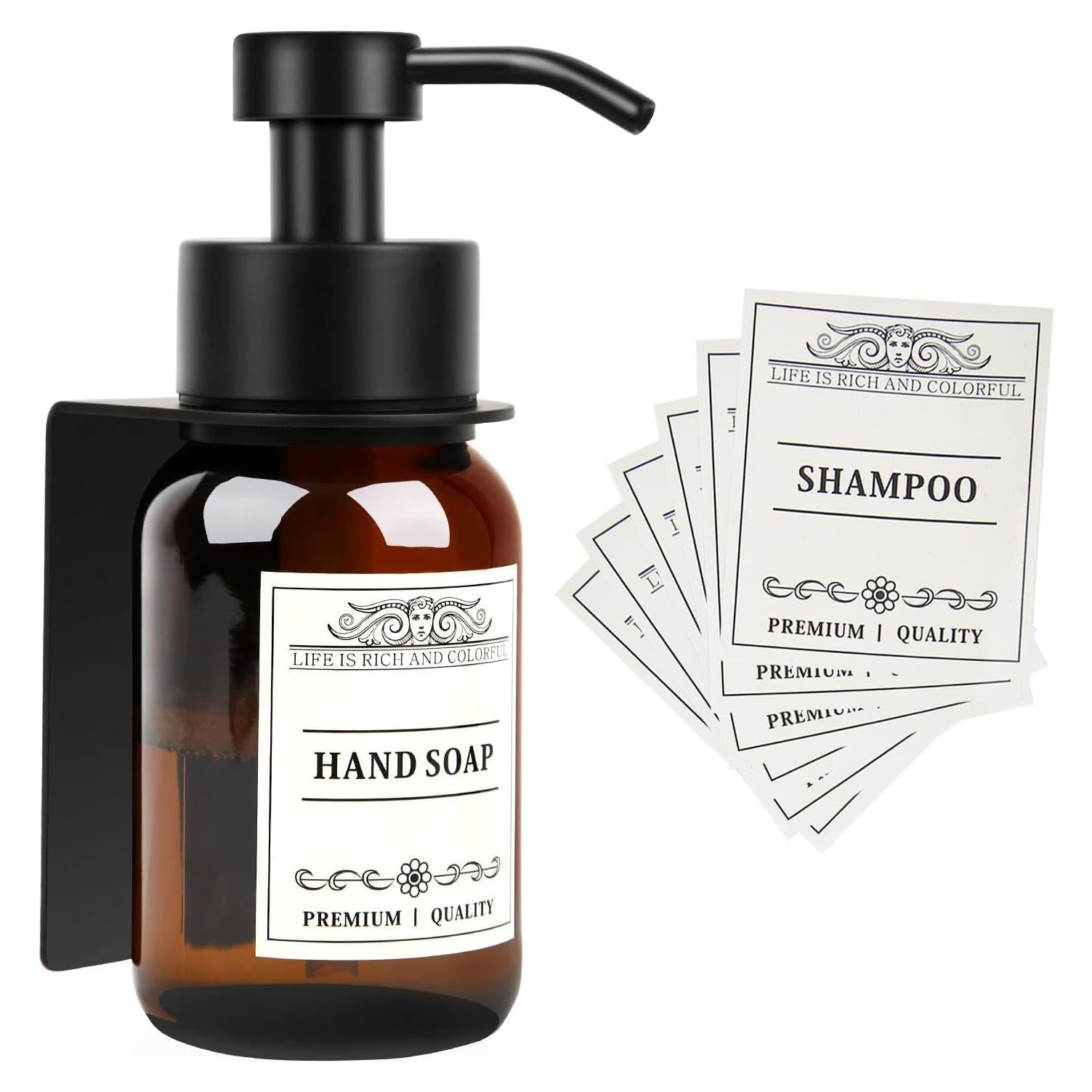 Dispensador de Jabón de Vidrio Nobtou 251 ml con Soporte Pared