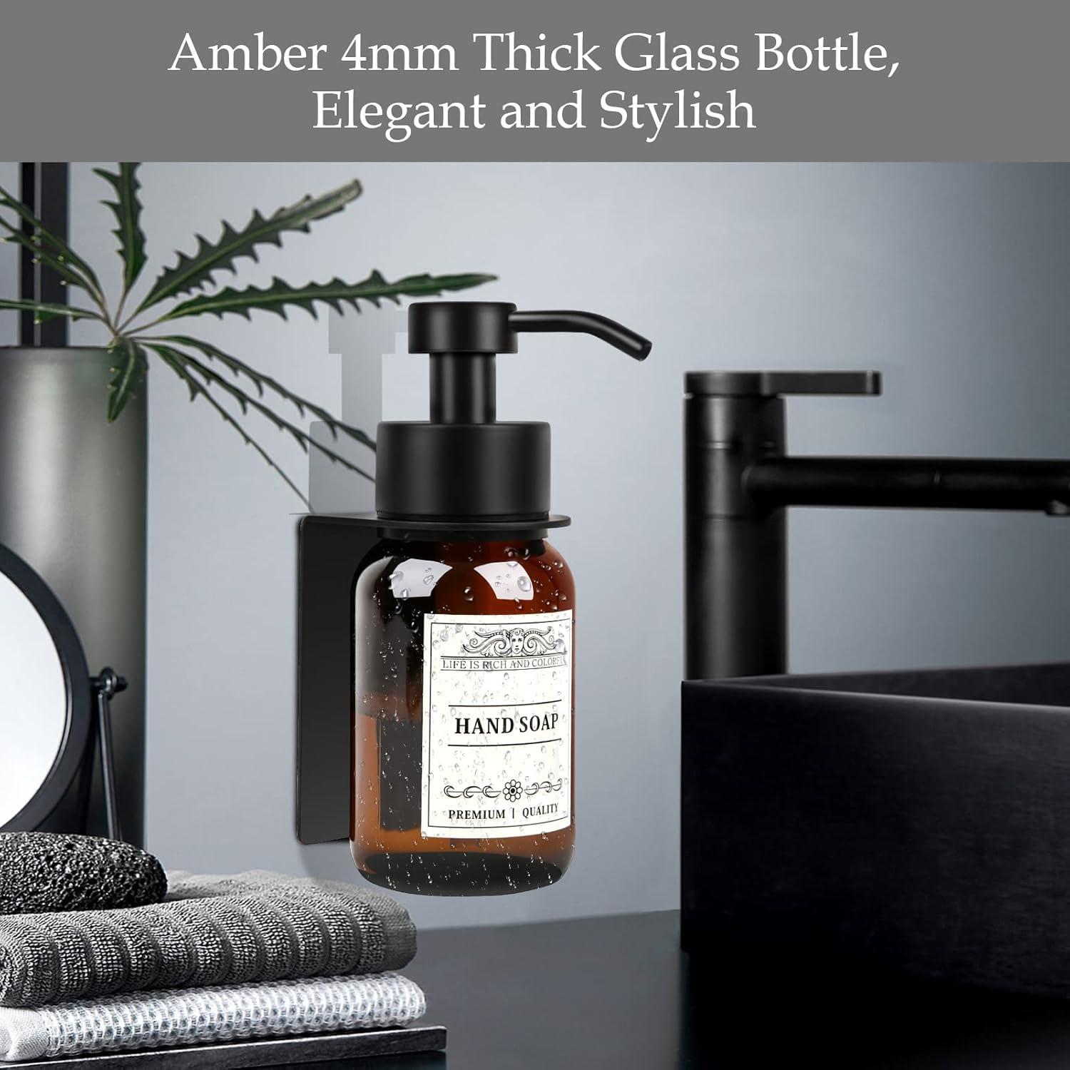 Dispensador de Jabón de Vidrio Nobtou 251 ml con Soporte Pared