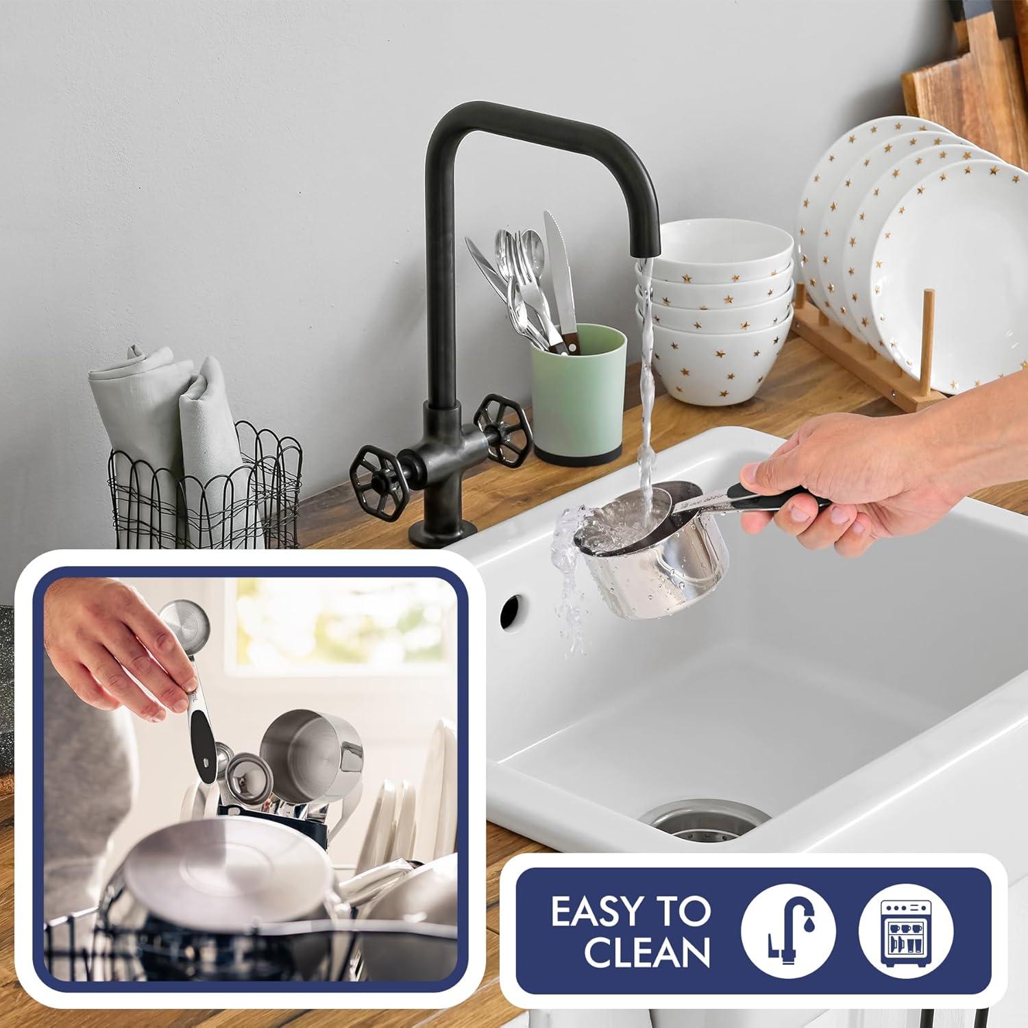 Juego de Tazas y Cucharas Medidoras HOTEC 10 Piezas Acero Inoxidable