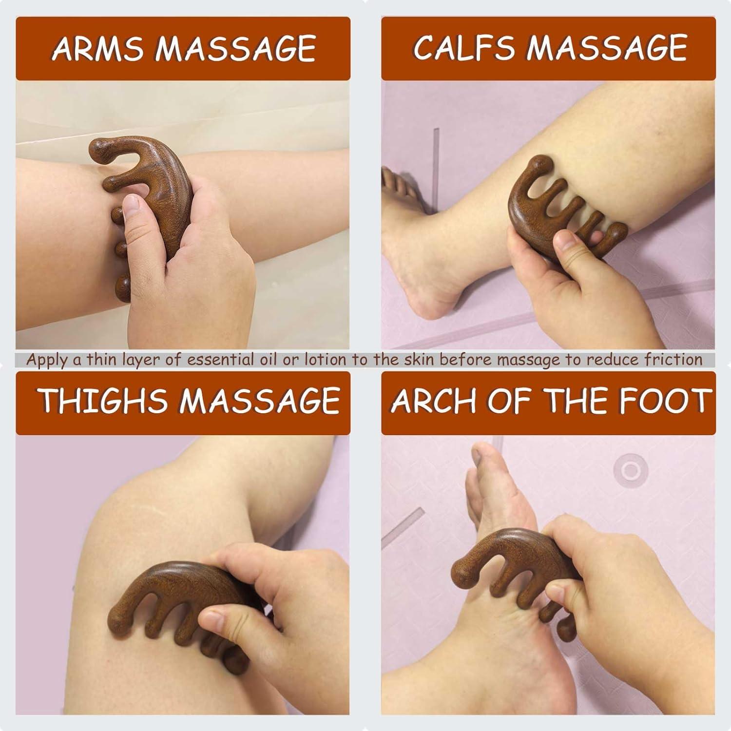 Masajeador de cuero cabelludo de madera Moreinday Gua Sha