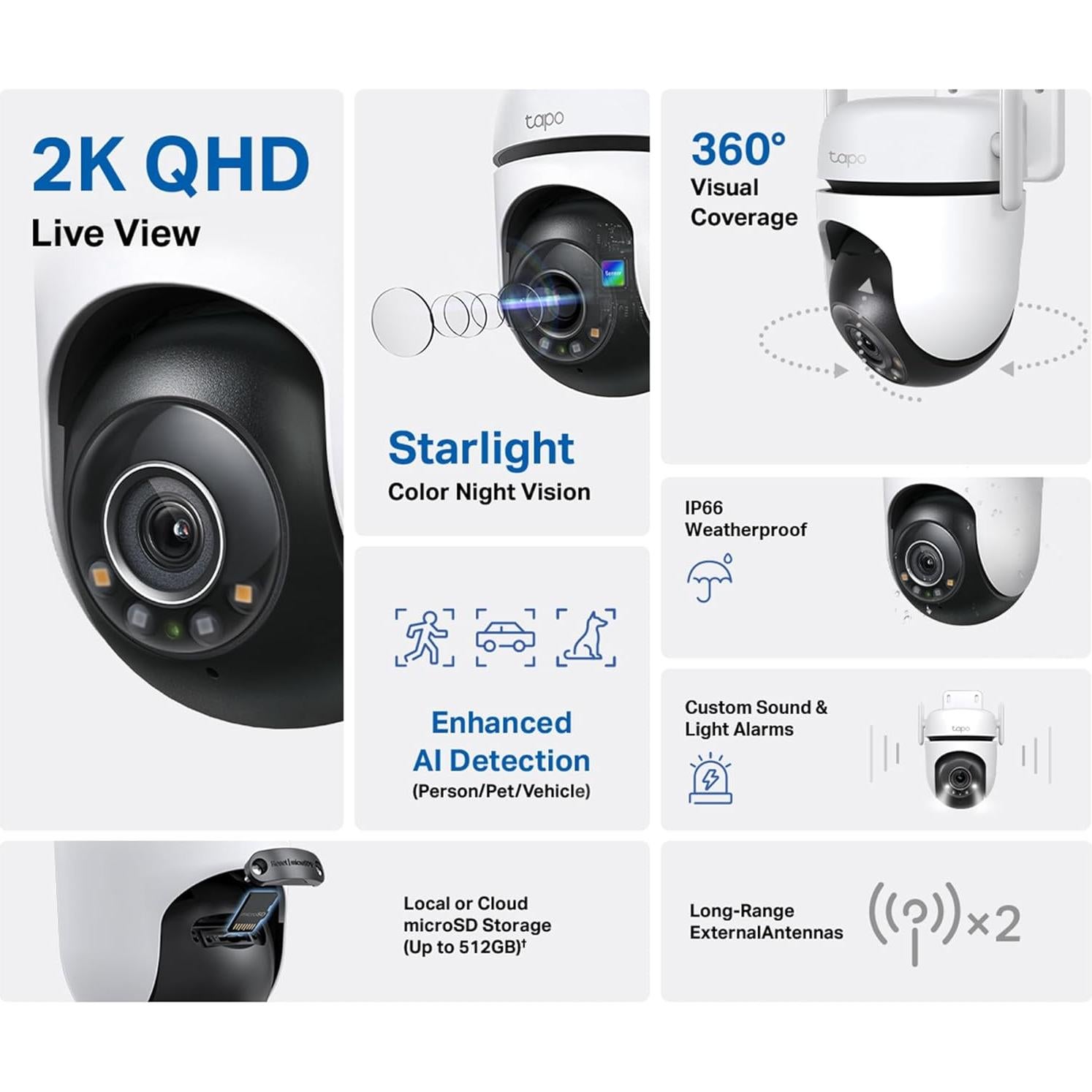 Cámara de Seguridad Wi-Fi Exterior TP-Link Tapo C520WS 2K