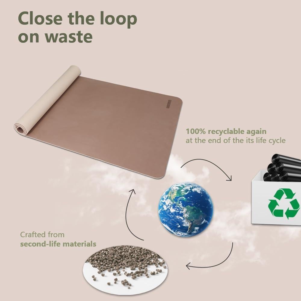 Alfombrilla de Yoga Antideslizante WUWAN 182x81 cm 8mm TPE Beige