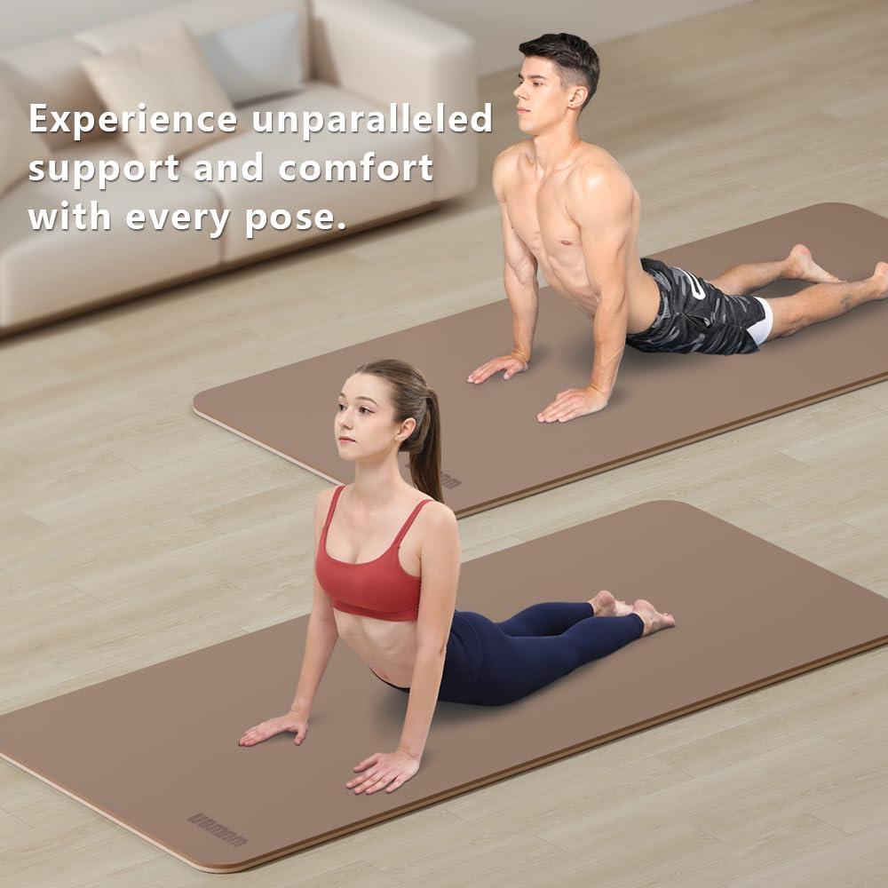 Alfombrilla de Yoga Antideslizante WUWAN 182x81 cm 8mm TPE Beige