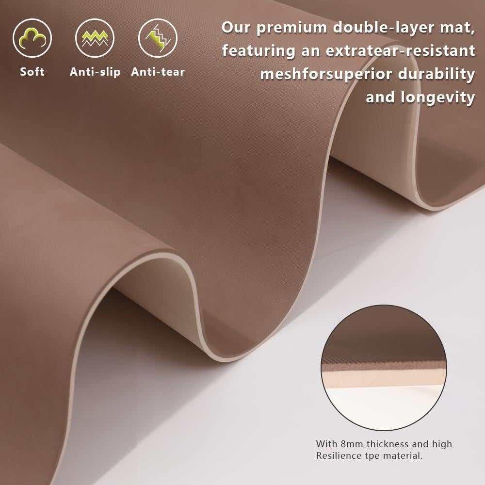 Alfombrilla de Yoga Antideslizante WUWAN 182x81 cm 8mm TPE Beige