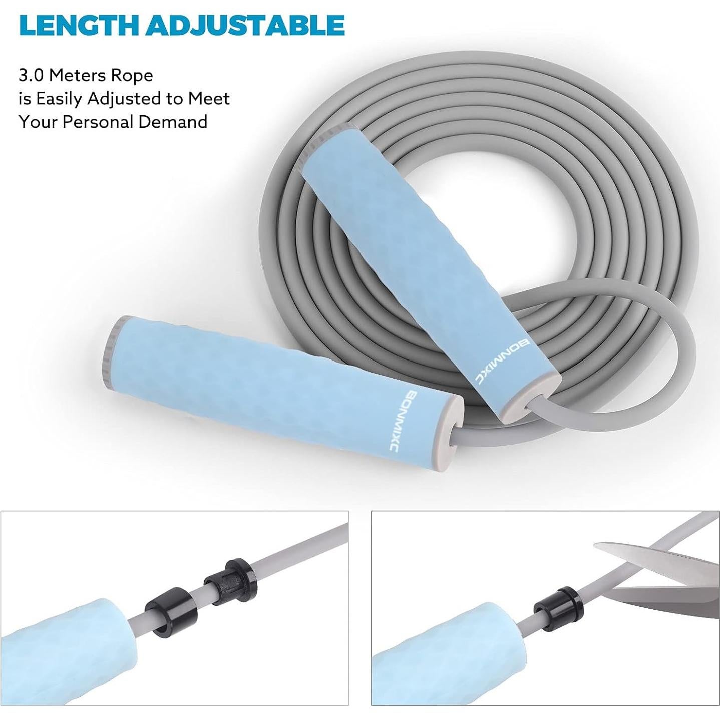 Cuerda de Salto con Peso 1LB BONMIXC Ajustable 3m