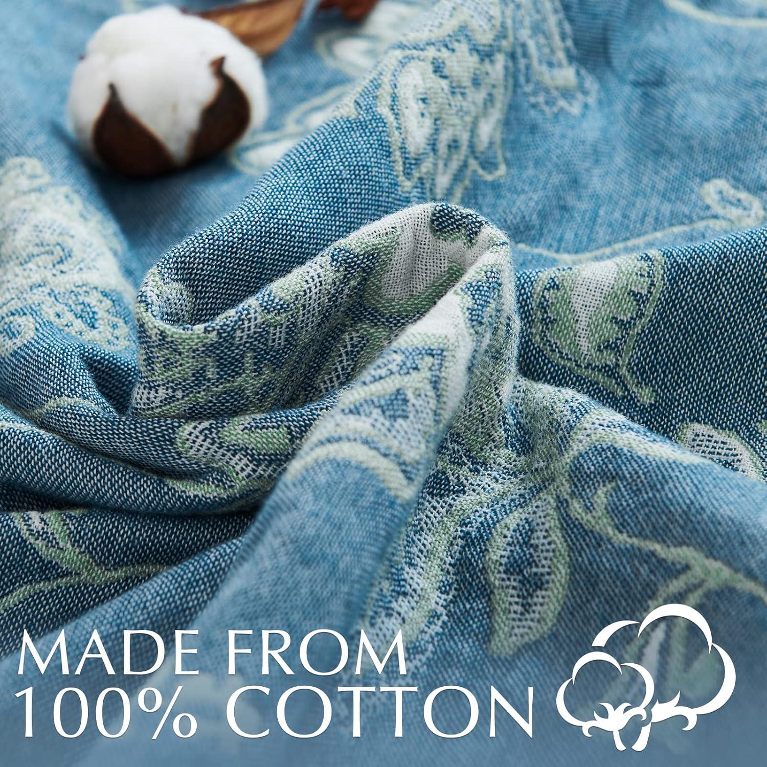 Manta de Algodón 100% JINCHAN Floral Reversible 127x152 cm