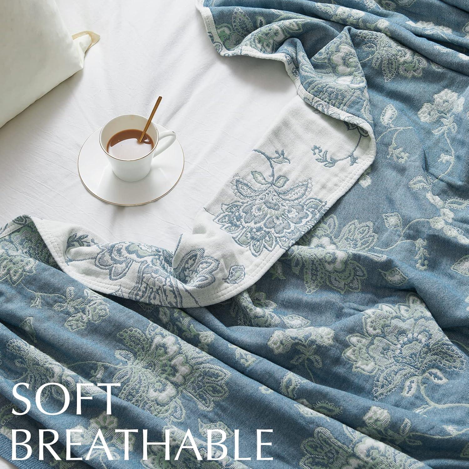 Manta de Algodón 100% JINCHAN Floral Reversible 127x152 cm