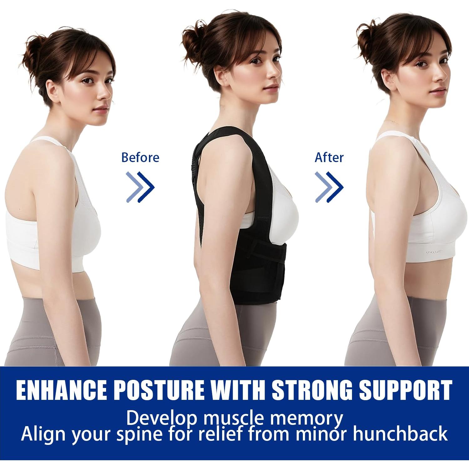 Corrector de Postura Qidian - Faja Ajustable para Alivio Dolor Espalda - Soporte Lumbar Transpirable (Negro, Pequeño)