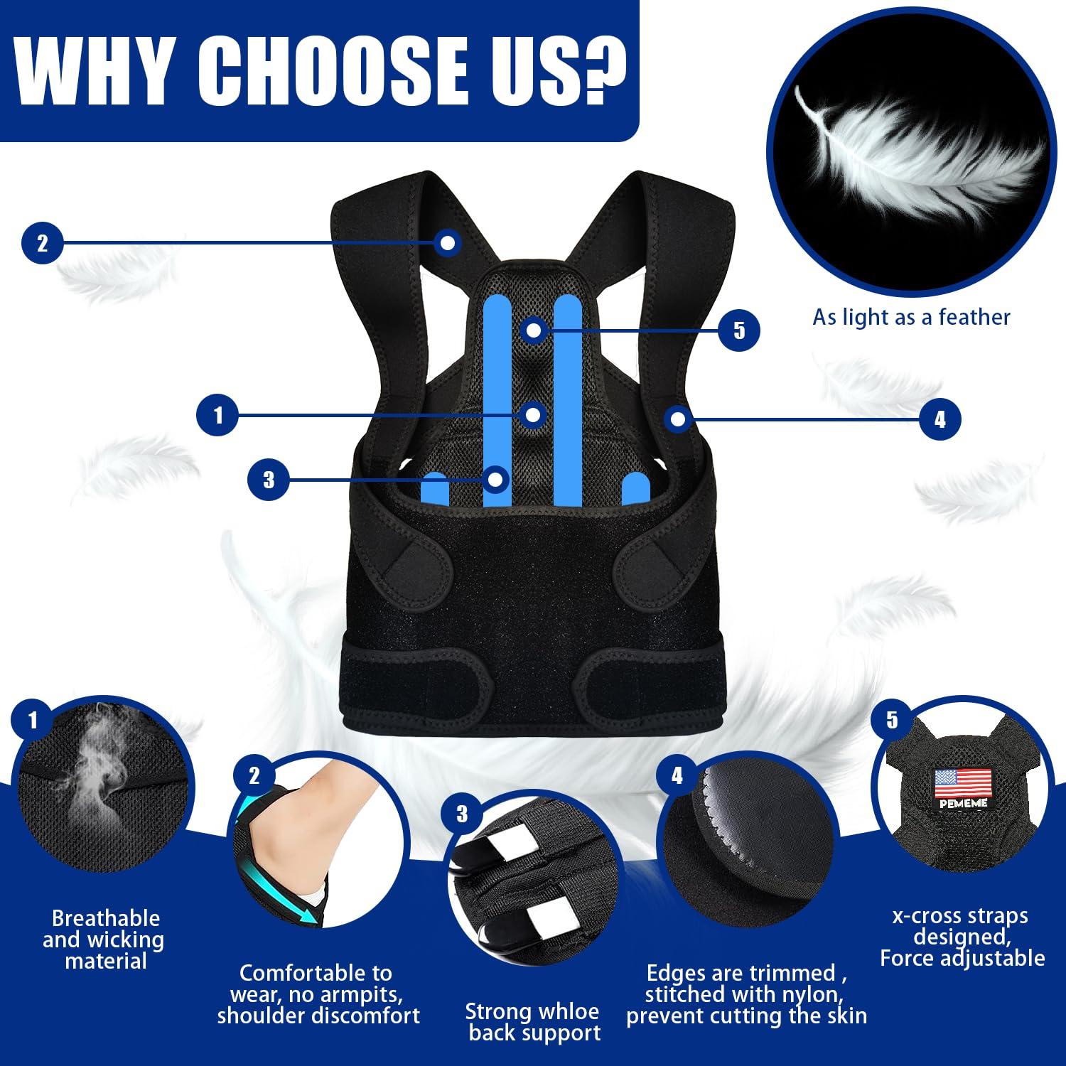 Corrector de Postura Qidian - Faja Ajustable para Alivio Dolor Espalda - Soporte Lumbar Transpirable (Negro, Pequeño)