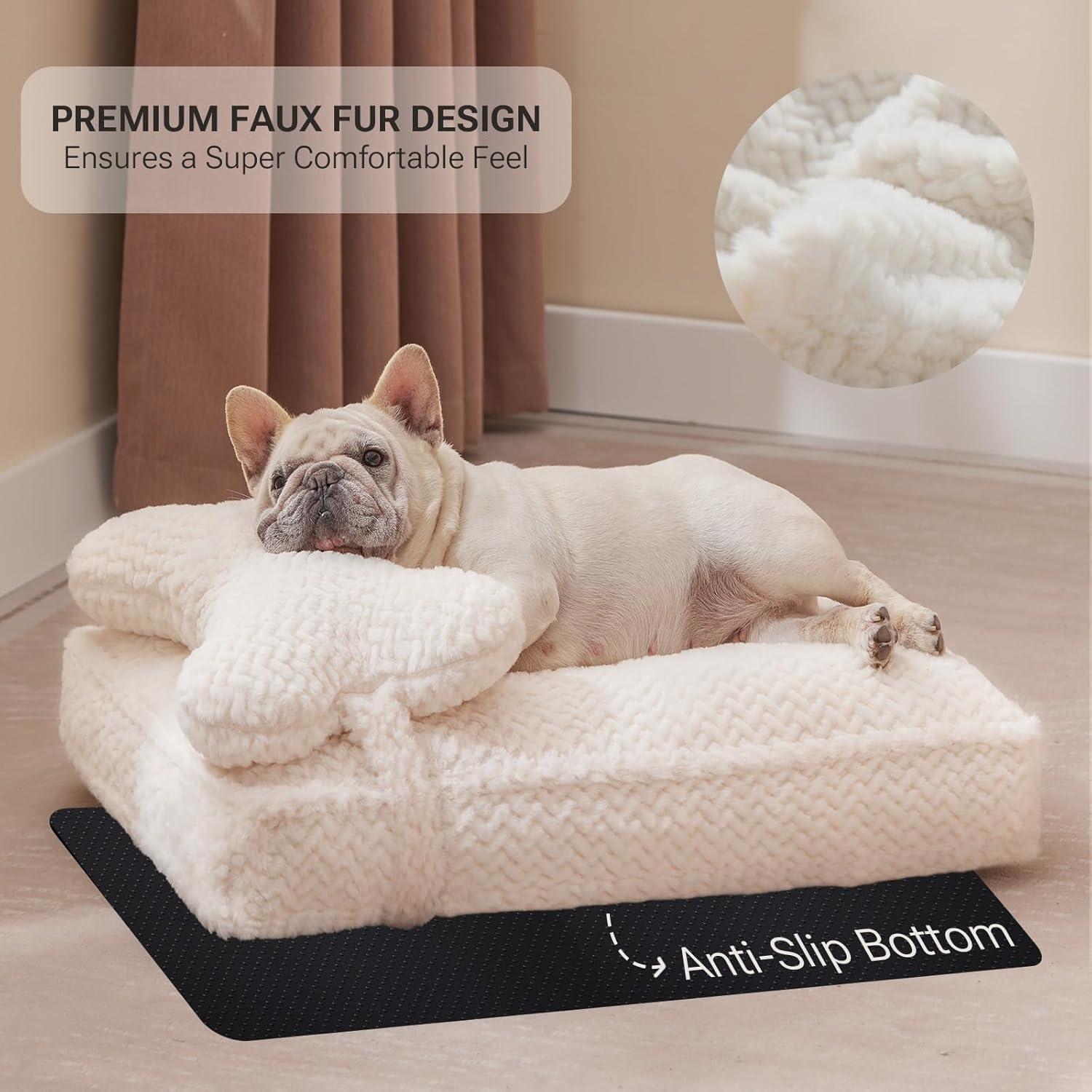 Cama Ortopédica para Perros Soft Touch Mediana 76.2x50.8cm Crema