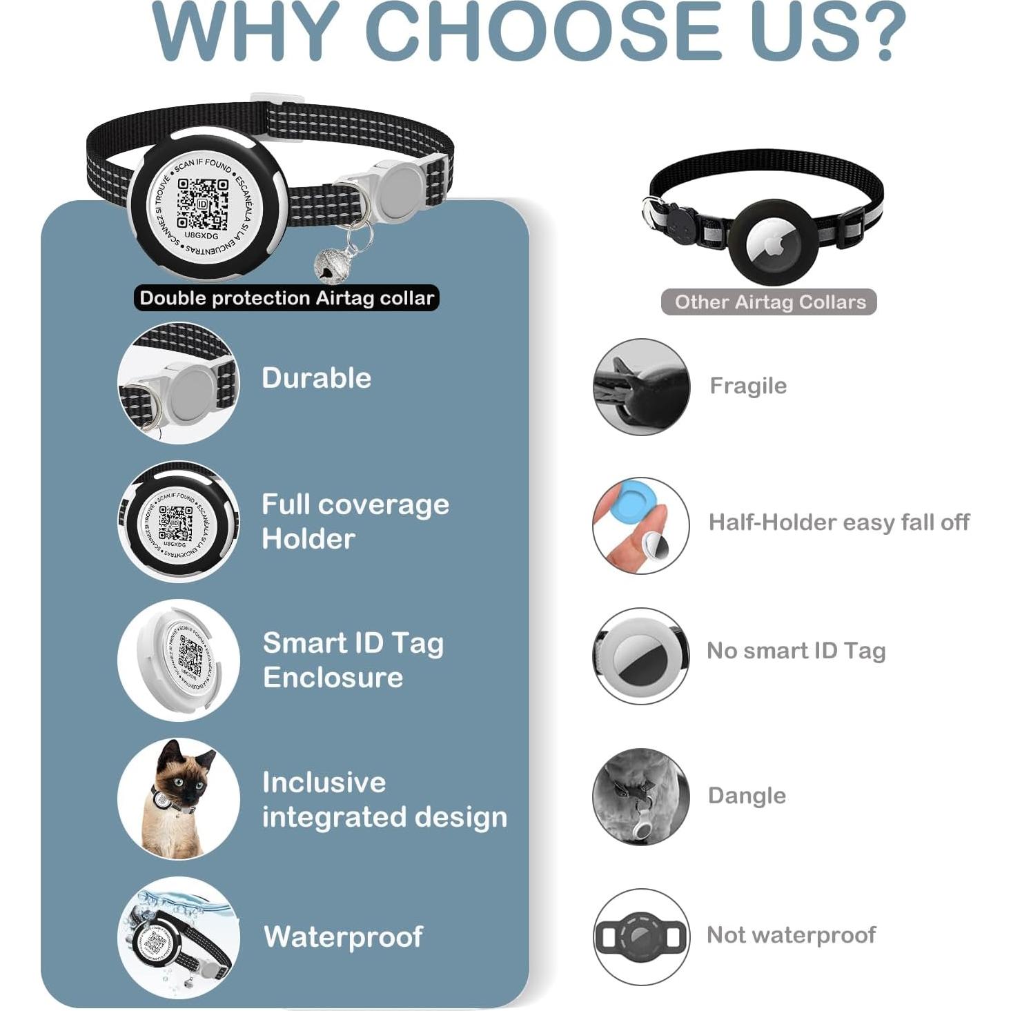 Collar para Gato HENGSHEYUE con Soporte Airtag Impermeable