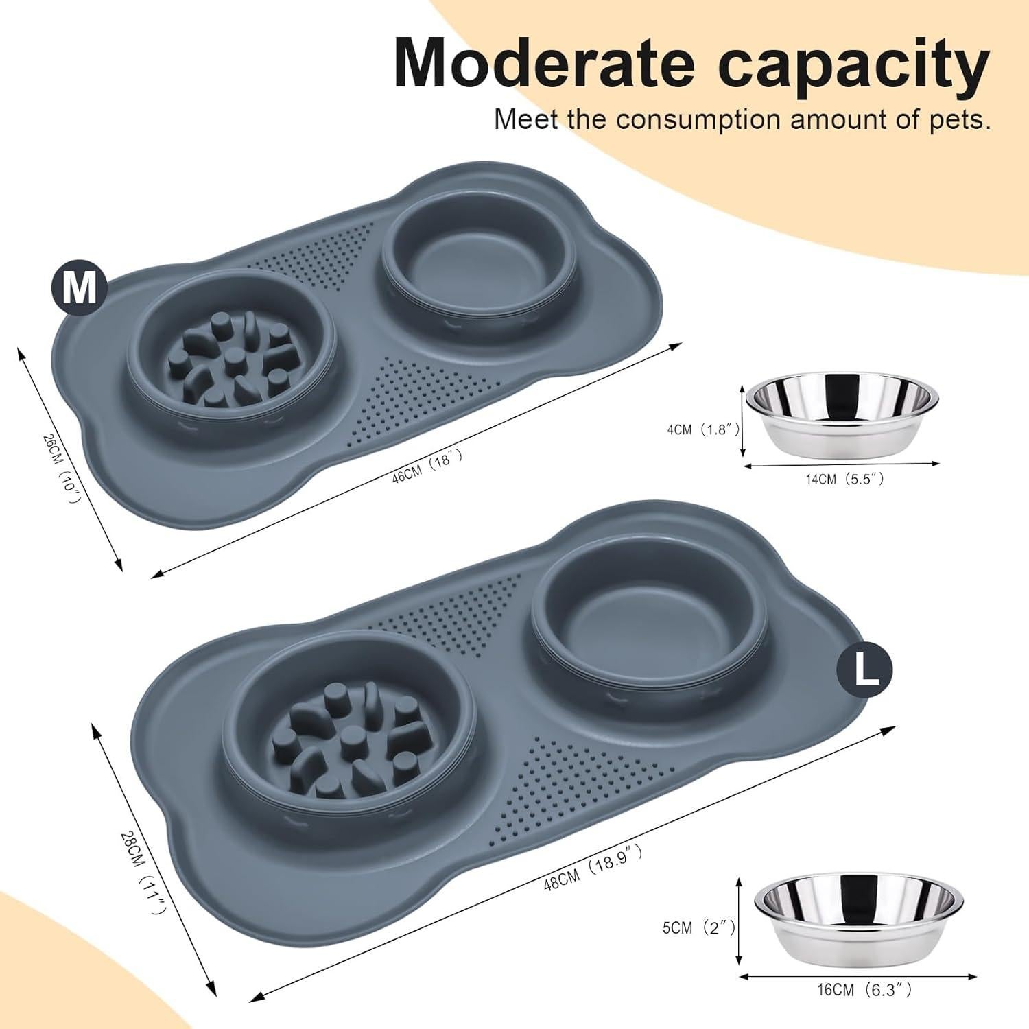 Cuenco Antideslizante para Perros y Gatos ALTANIM M Gris