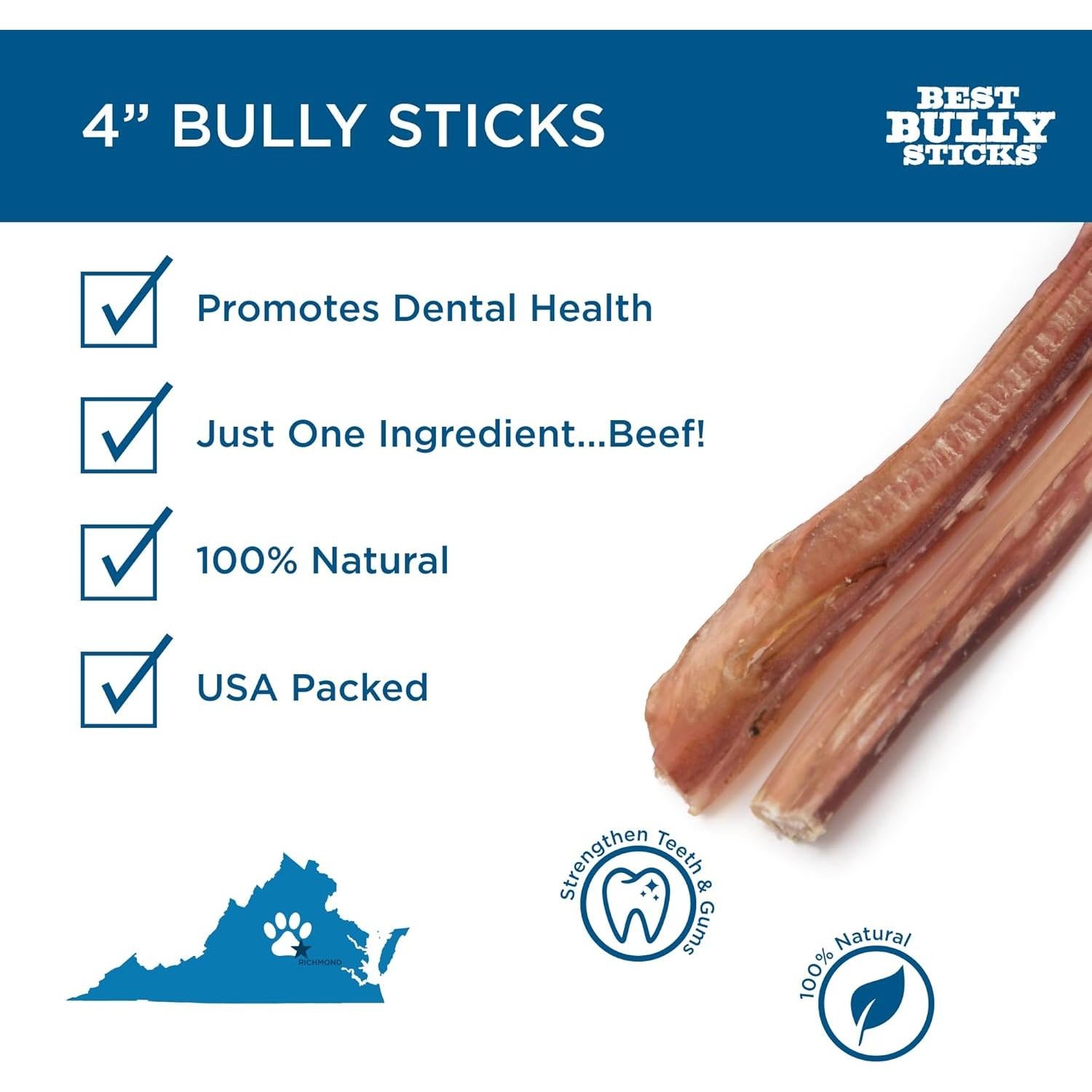 Palos de Bully 10 cm Mejores Palos de Bully - 226 g Natural