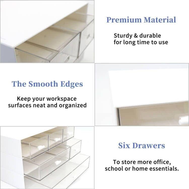 Organizador de Escritorio Apilable Daoeny 6 Cajones Blanco