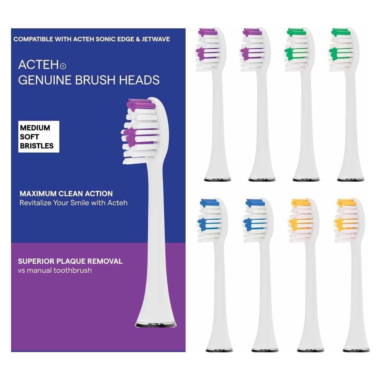 Cabezas de Repuesto Acteh para Cepillos Sonic Edge y JetWave - 8 Unidades