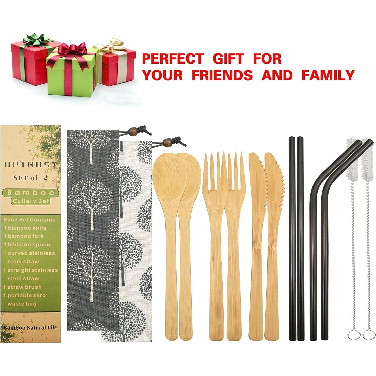 Juego de Cubiertos de Bambú Reutilizables UPTRUST - 6 Piezas