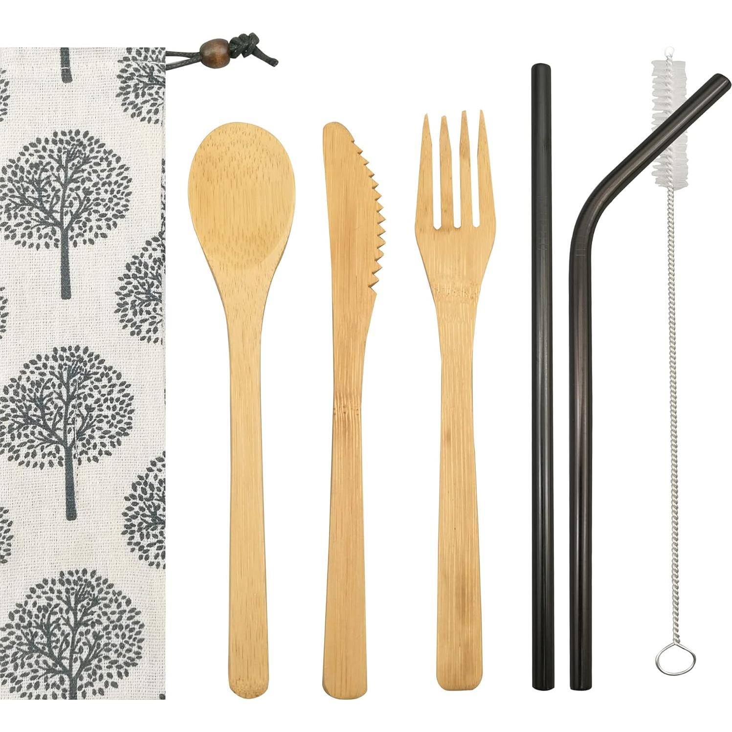 Juego de Cubiertos de Bambú Reutilizables UPTRUST - 6 Piezas