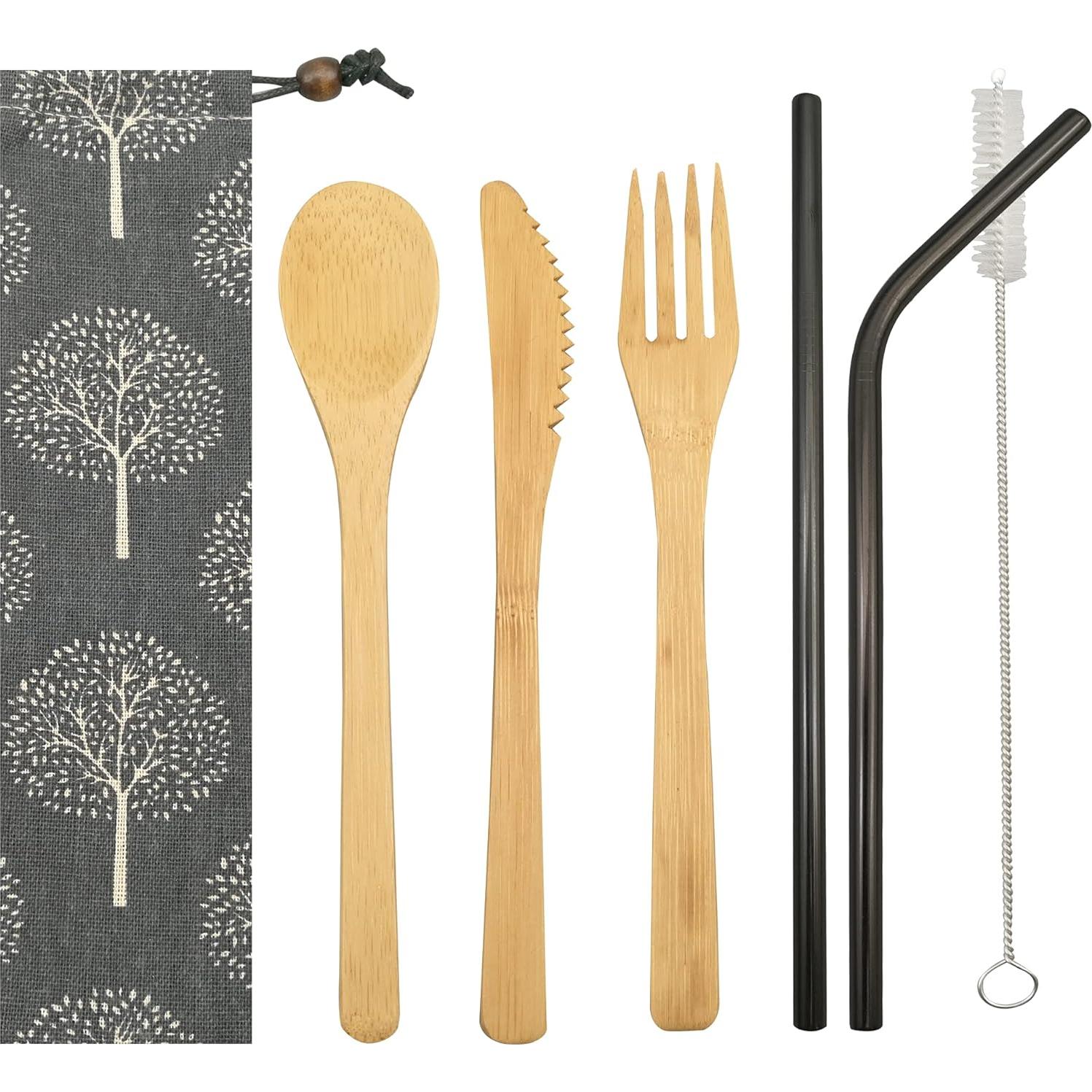 Juego de Cubiertos de Bambú Reutilizables UPTRUST - 6 Piezas