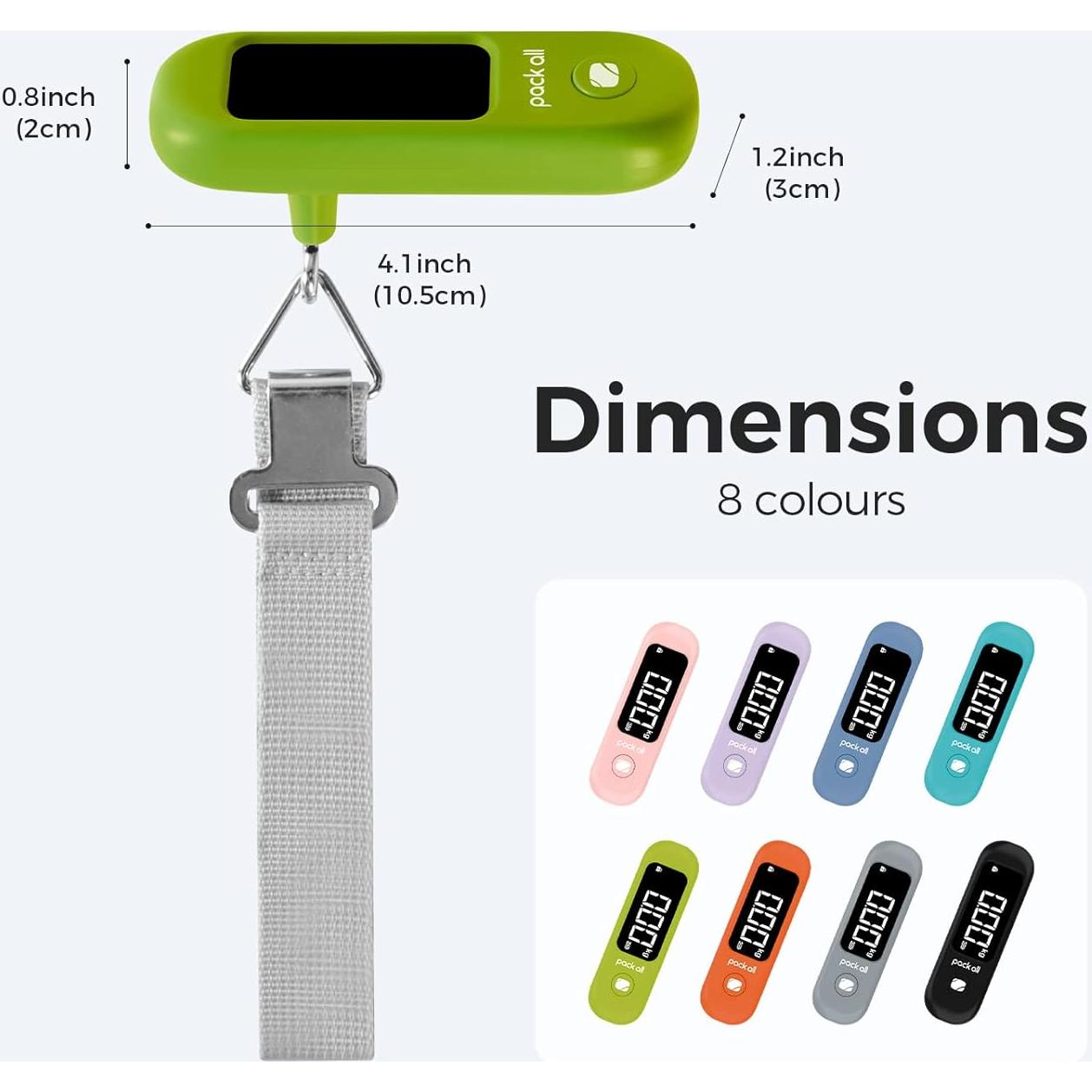 Balanza de Equipaje Digital Pack All 50 kg Pantalla LCD Verde