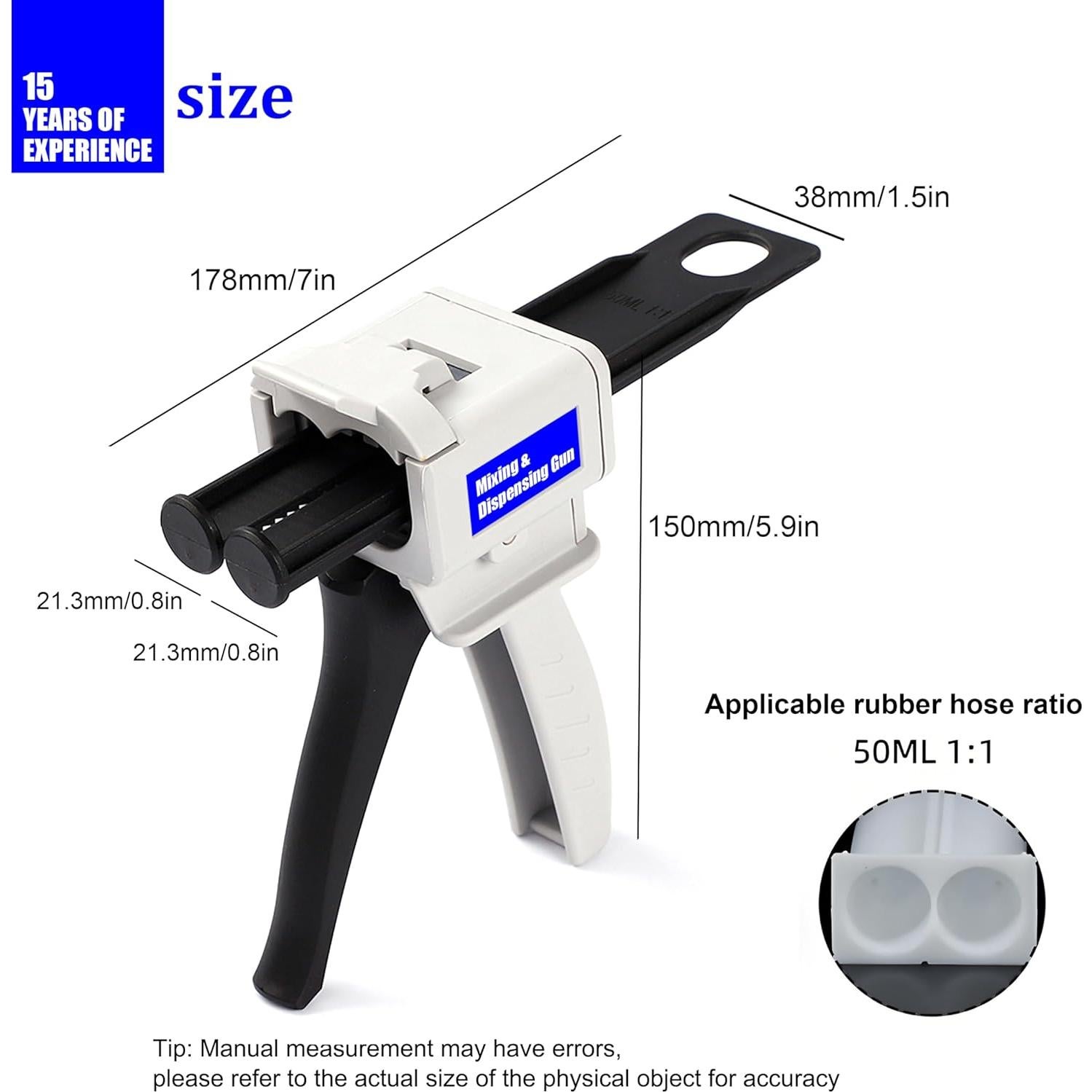 Pistola de Pegamento AB SoKalChw 50ml 1:1/2:1 con Boquillas