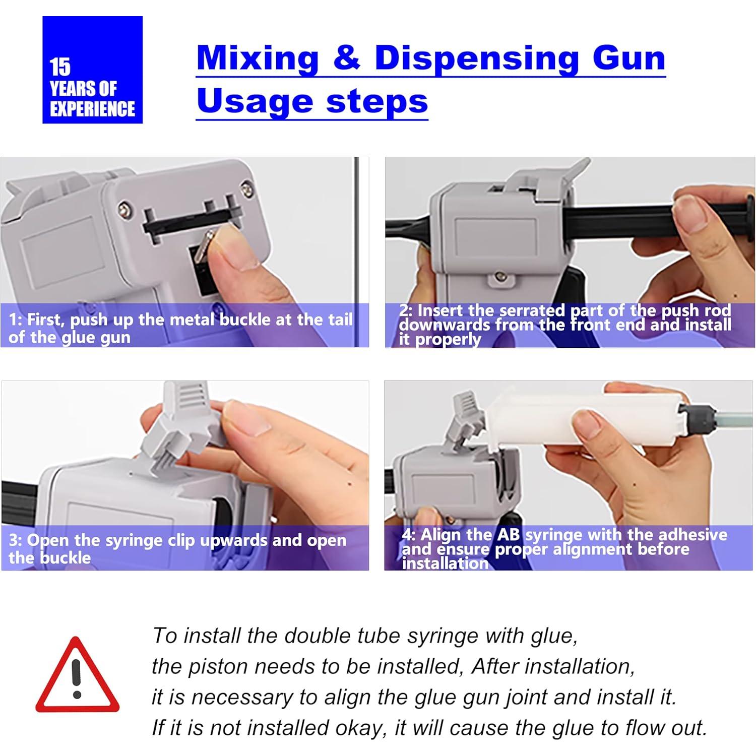 Pistola de Pegamento AB SoKalChw 50ml 1:1/2:1 con Boquillas