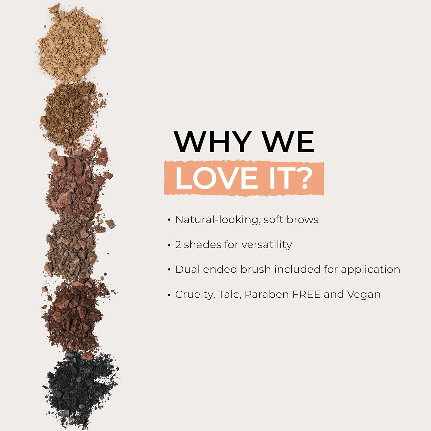 Dúo de Polvo para Cejas Wunderbrow - Vegano, 32g, Negro/Marrón