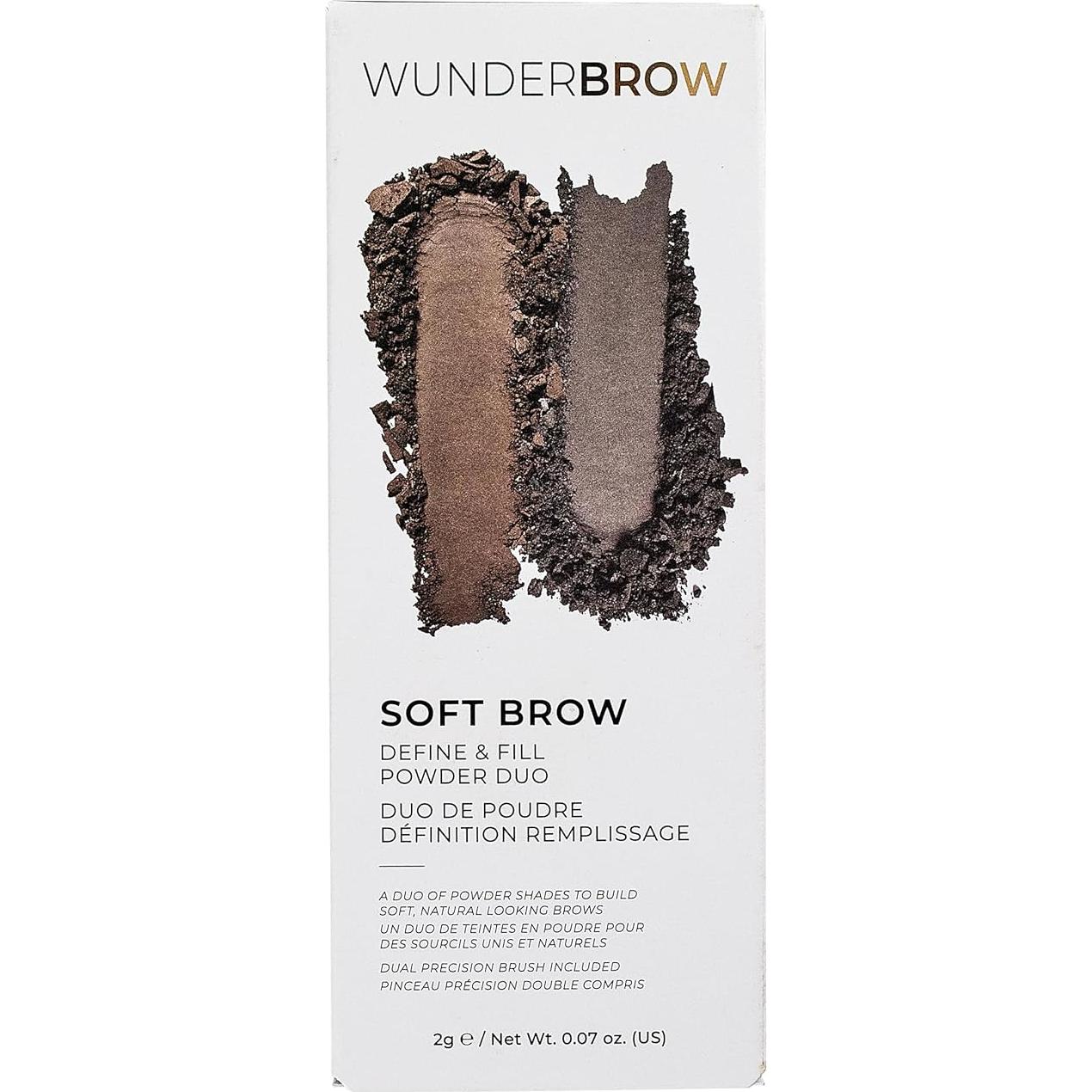 Dúo de Polvo para Cejas Wunderbrow - Vegano, 32g, Negro/Marrón