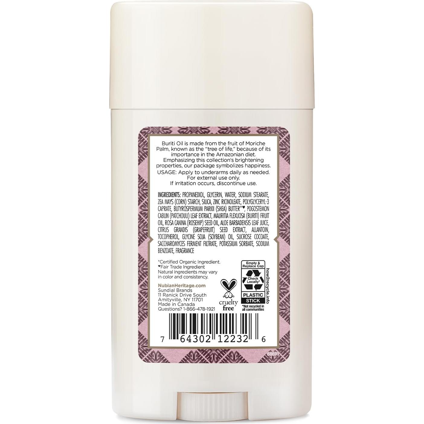 Desodorante Natural Nubian Heritage 63.5 g Sin Aluminio